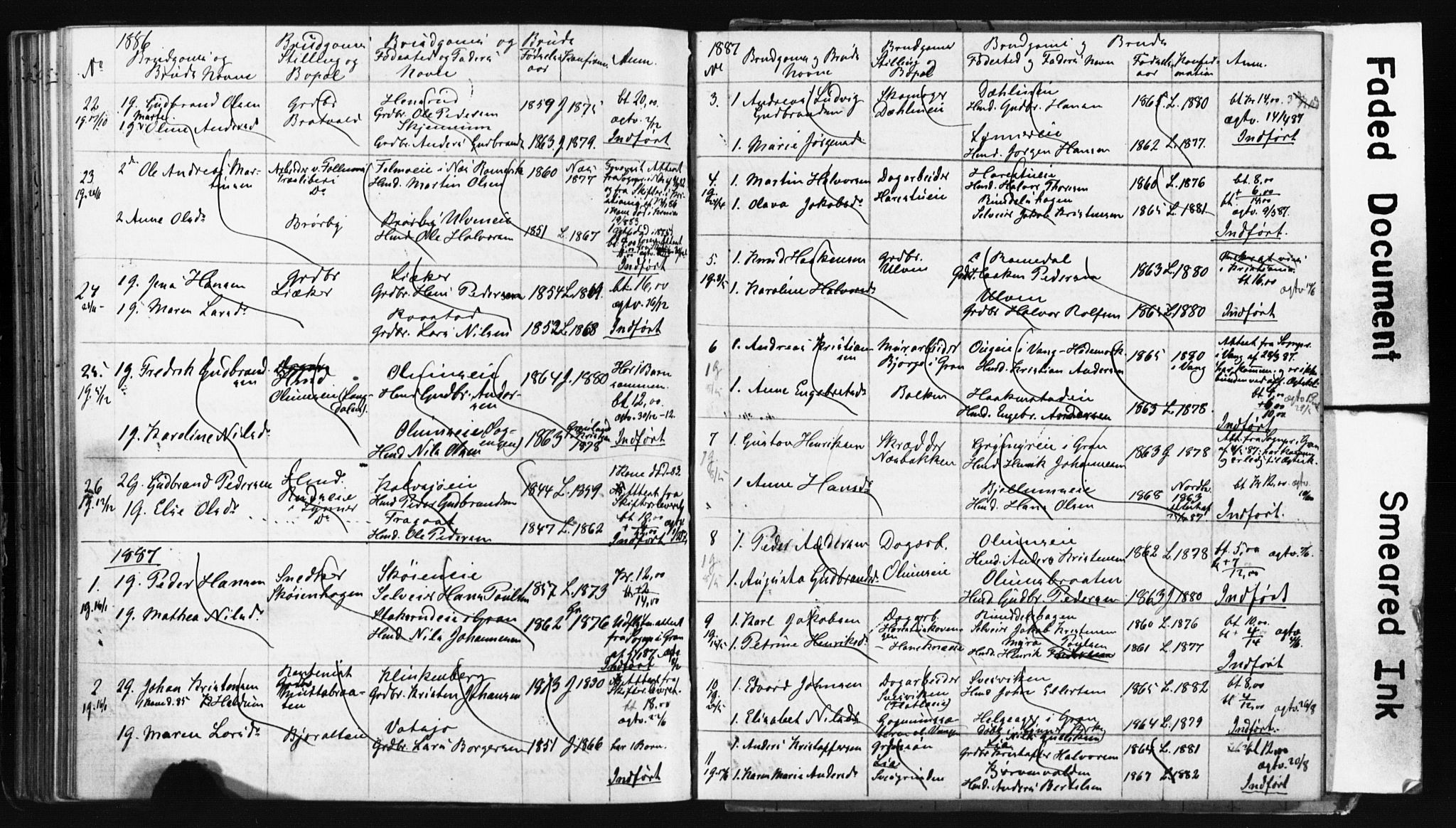 Jevnaker prestekontor, AV/SAH-PREST-116/I/Ie: Lysningsprotokoll nr. 2, 1867-1897