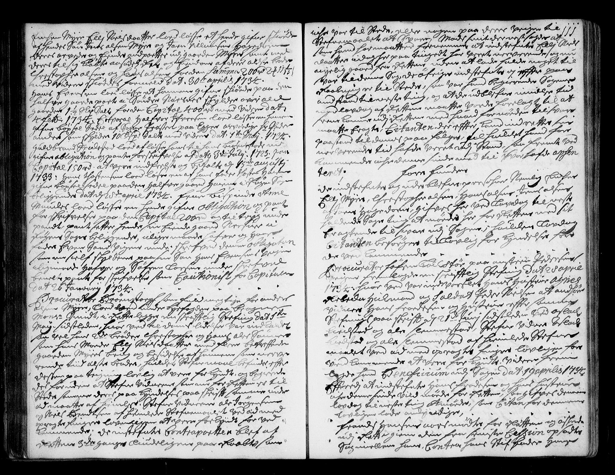 Lier, Røyken og Hurum sorenskriveri, AV/SAKO-A-89/F/Fa/L0047: Tingbok, 1733-1736, s. 111