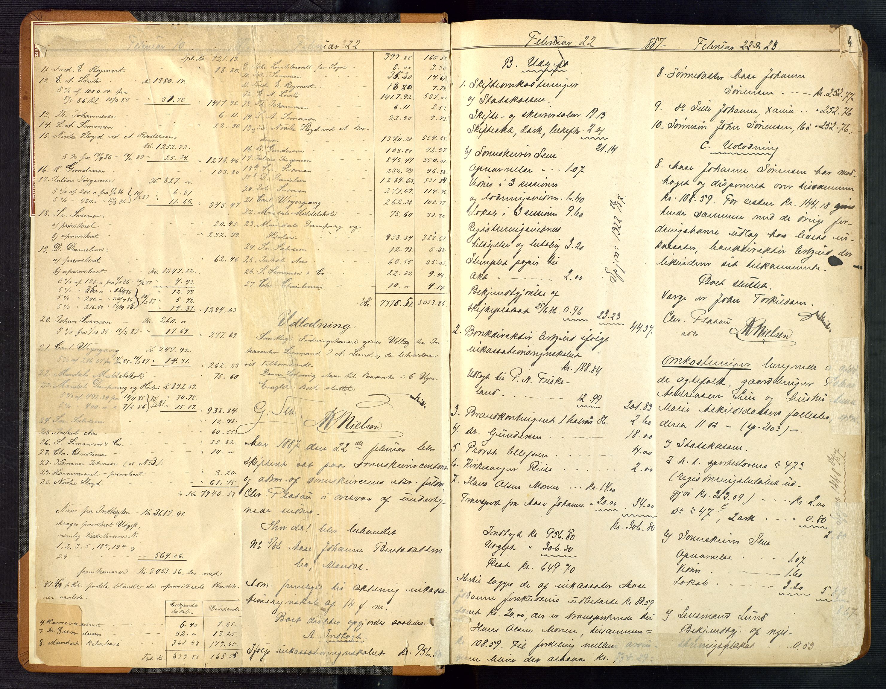 Mandal sorenskriveri, SAK/1221-0005/001/H/Hc/L0096: Skifteutlodningsprotokoll nr 5 med register, 1887-1903