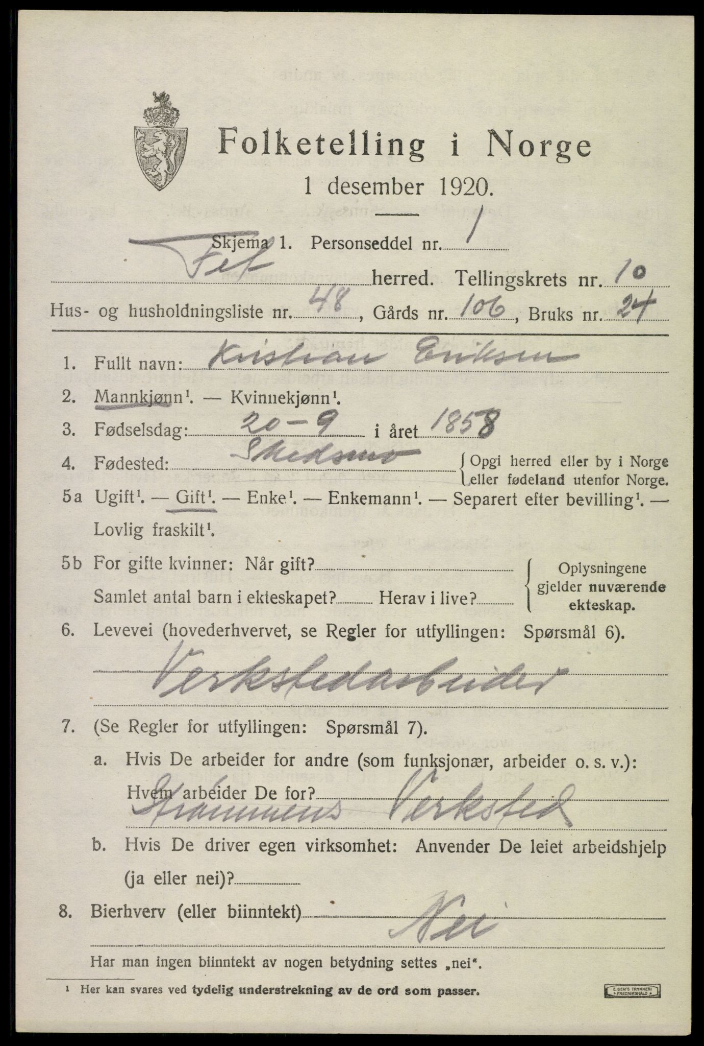 SAO, Folketelling 1920 for 0227 Fet herred, 1920, s. 10716