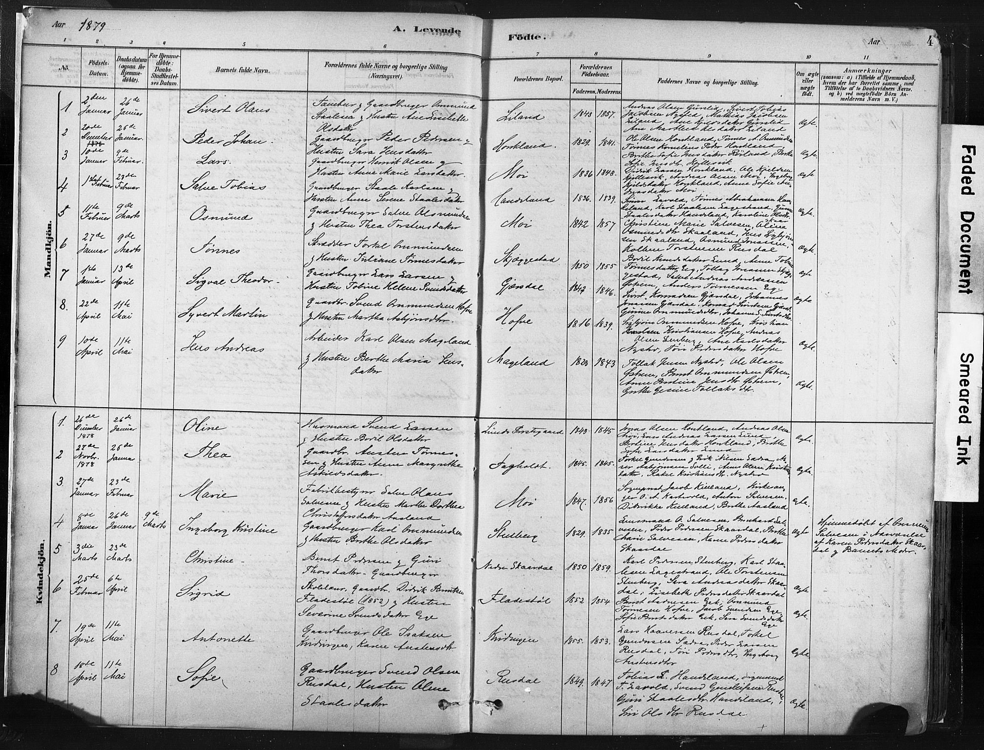 Lund sokneprestkontor, AV/SAST-A-101809/S06/L0011: Ministerialbok nr. A 10, 1877-1904, s. 4