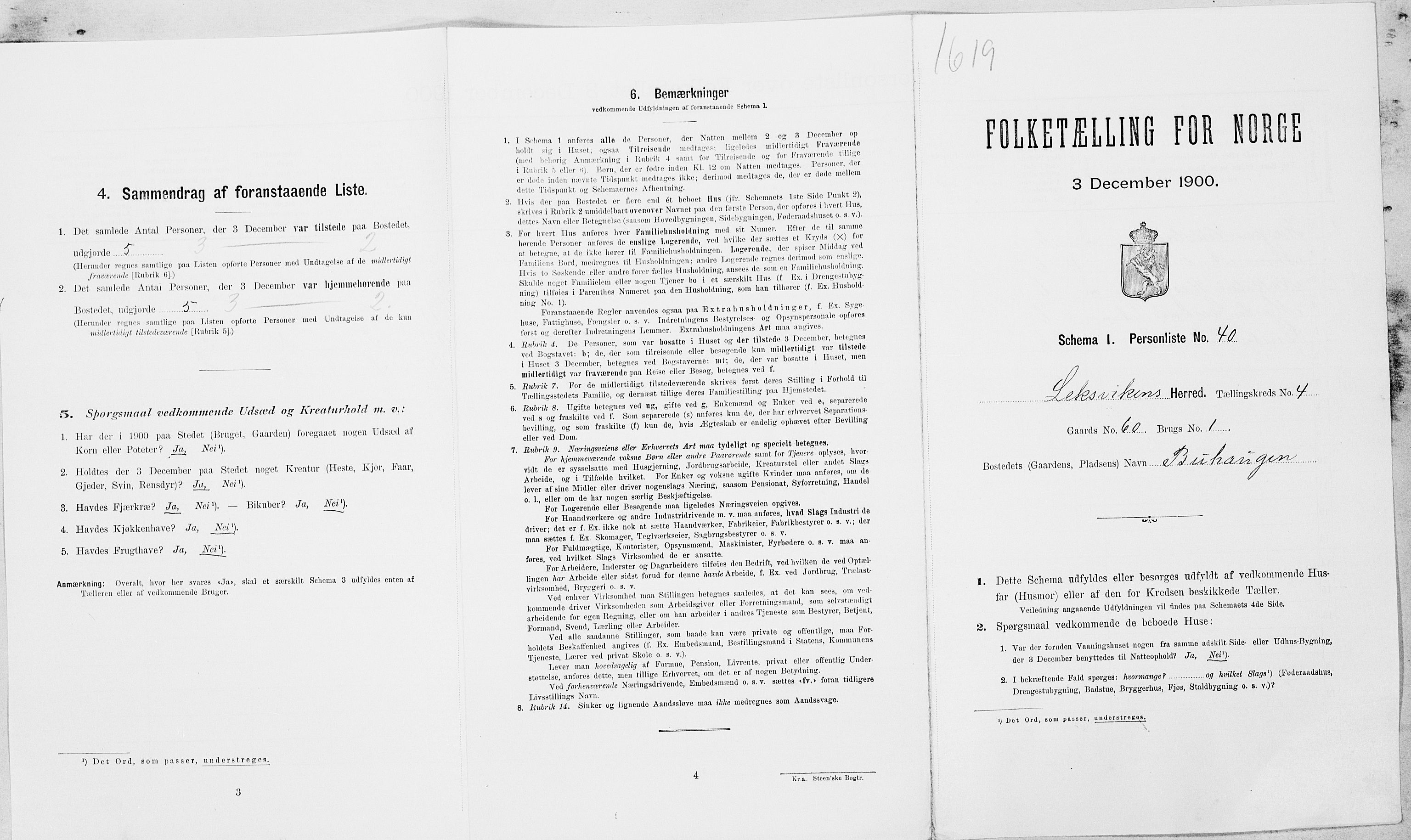 SAT, Folketelling 1900 for 1718 Leksvik herred, 1900, s. 542