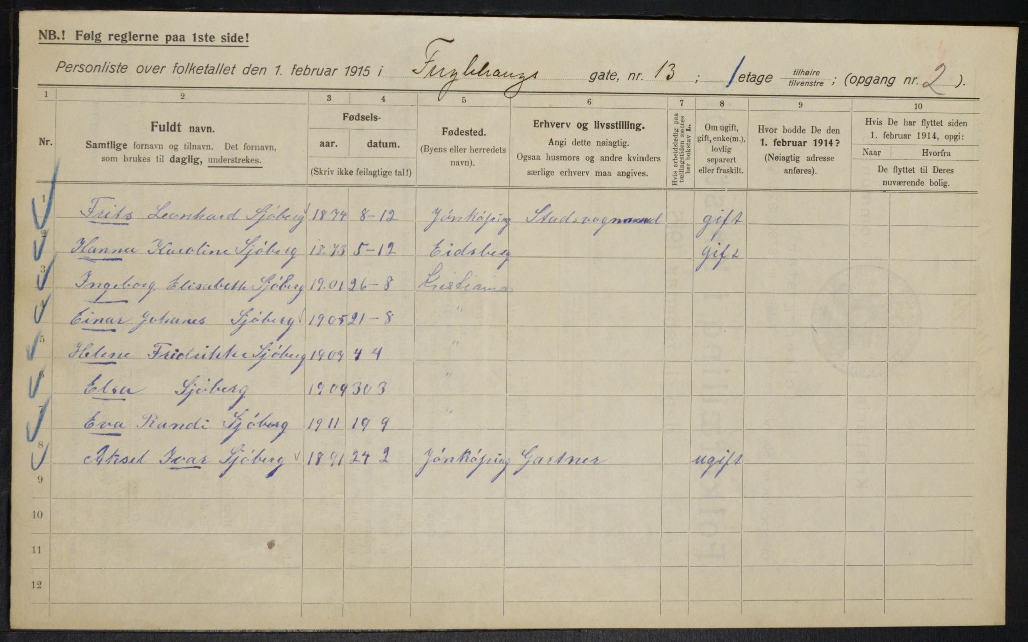 OBA, Kommunal folketelling 1.2.1915 for Kristiania, 1915, s. 28144