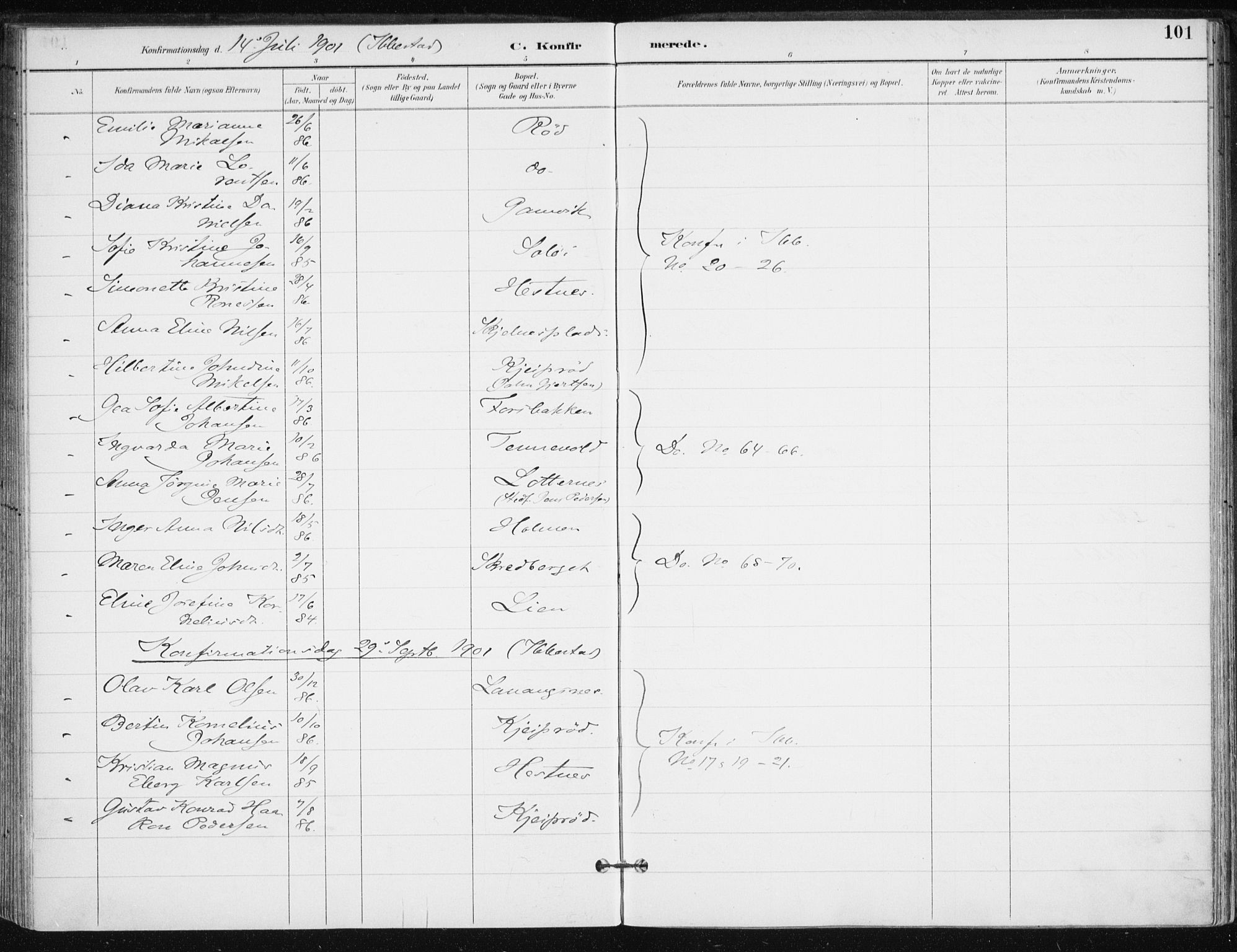 Salangen sokneprestembete, AV/SATØ-S-1324/H/Ha/L0001kirke: Ministerialbok nr. 1, 1893-1911, s. 101