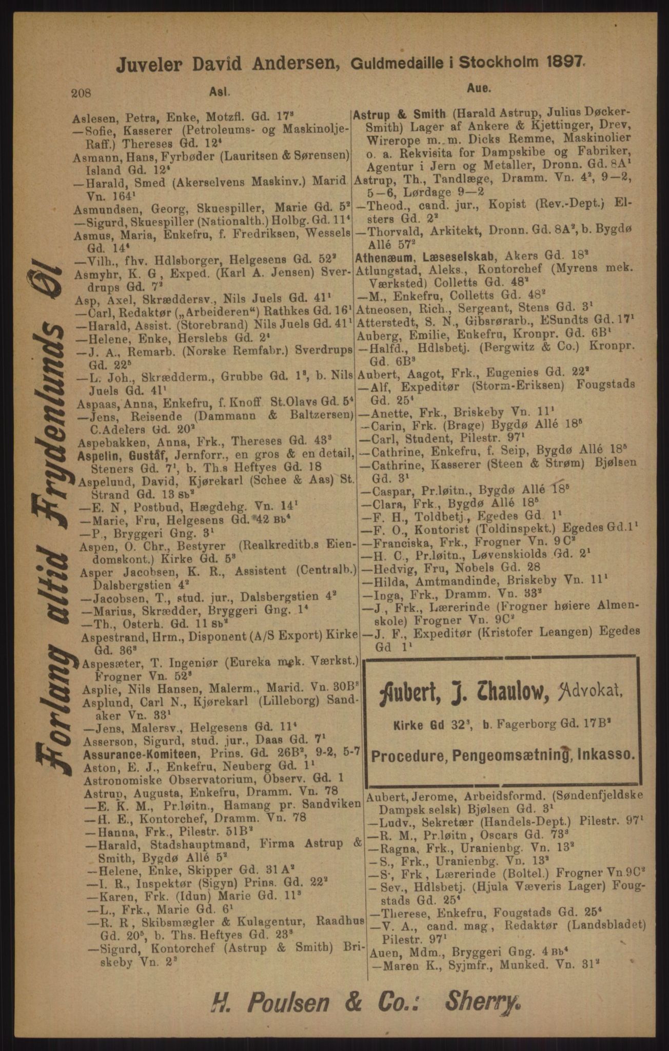 Kristiania/Oslo adressebok, PUBL/-, 1905, s. 208