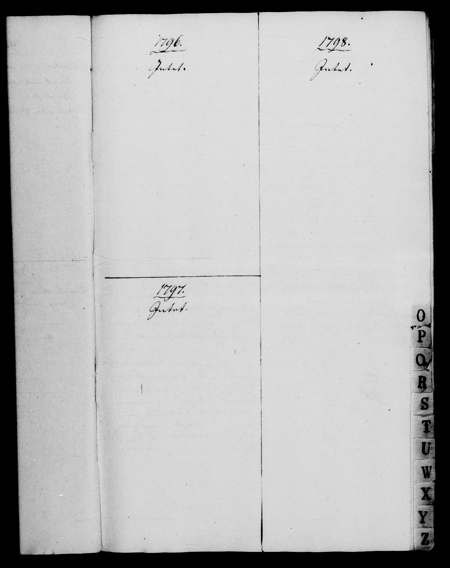 Rentekammeret, Renteskriverkontorene, AV/RA-EA-3115/M/Mf/Mfb/L0003: Relasjons- og resolusjonsprotokoll med register (merket RK 54.9), 1796-1798