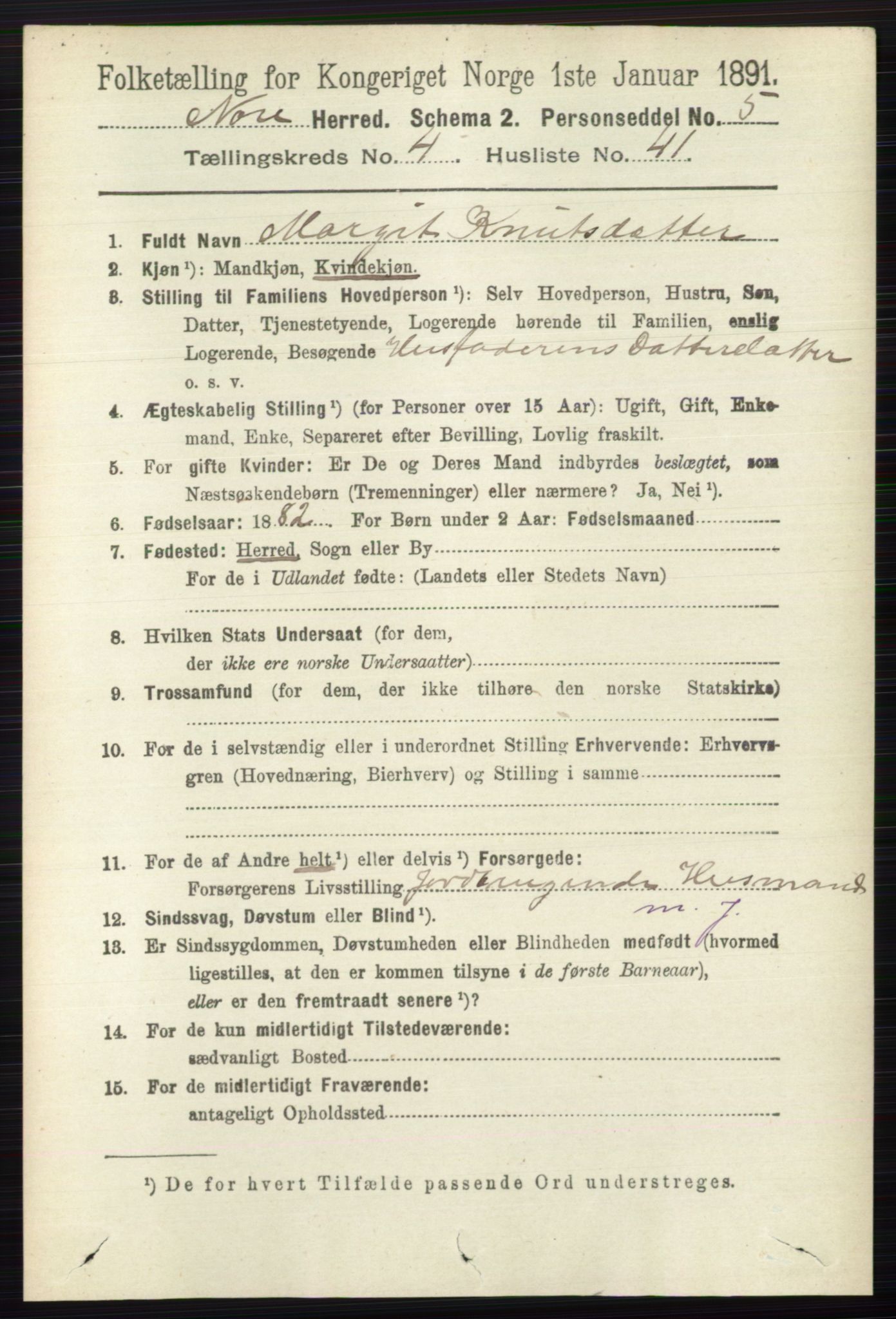 RA, Folketelling 1891 for 0633 Nore herred, 1891, s. 1510