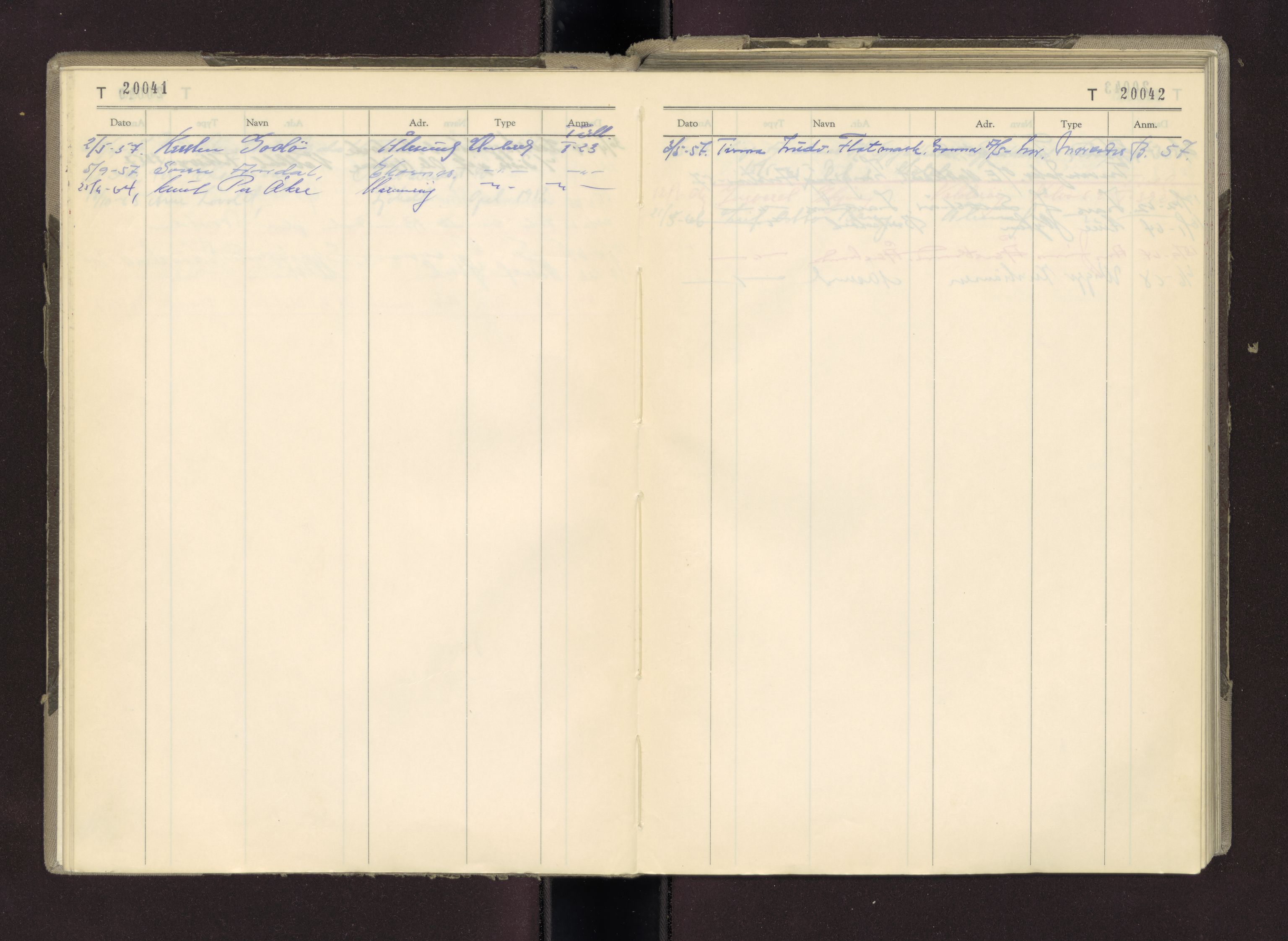 Møre og Romsdal vegkontor - Ålesund trafikkstasjon, AV/SAT-A-4099/F/Fc/L0014: Bilregister; T 20000 - T 20500, 1955-1970