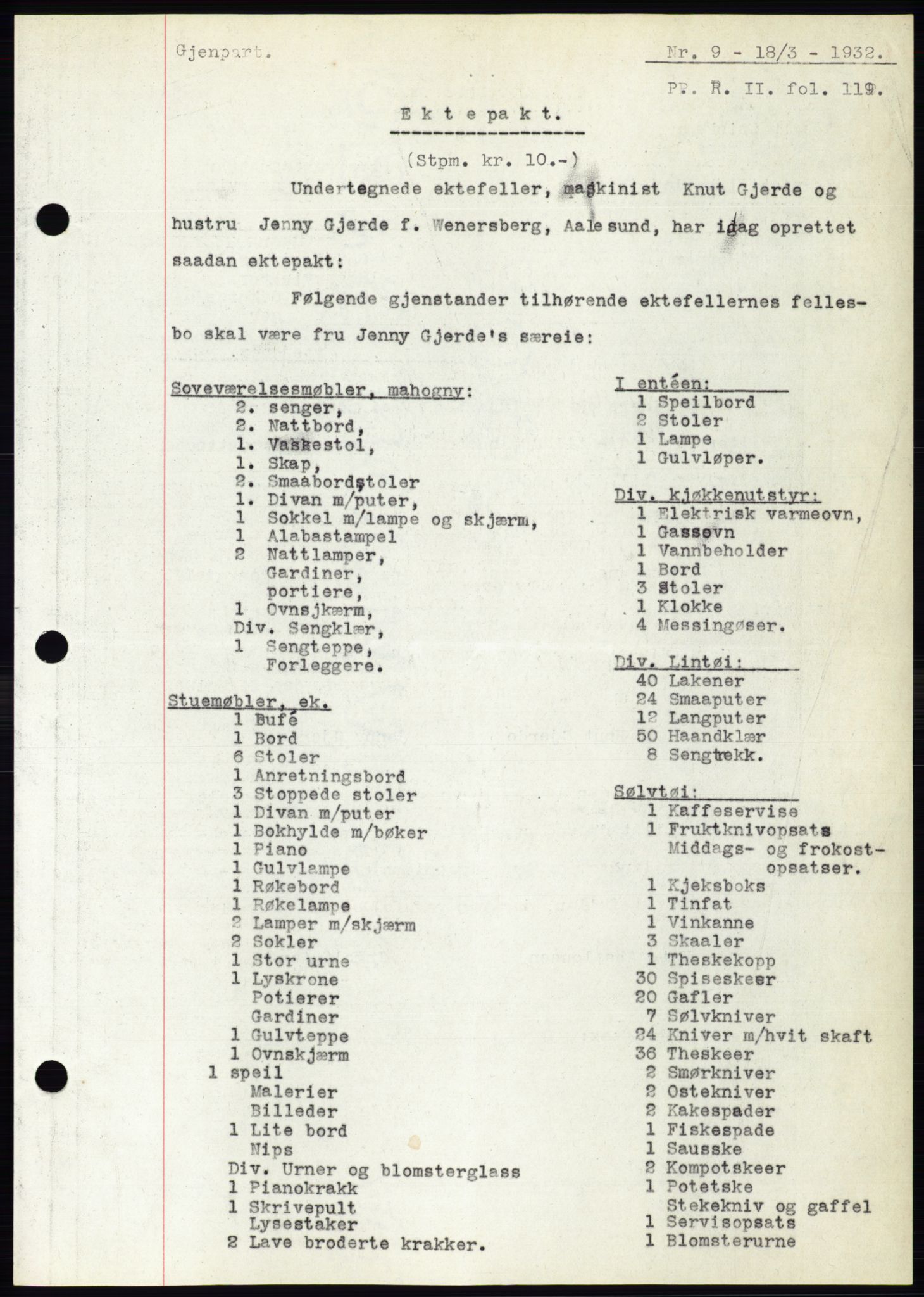 Ålesund byfogd, AV/SAT-A-4384: Pantebok nr. 29, 1931-1932, Tingl.dato: 18.03.1932