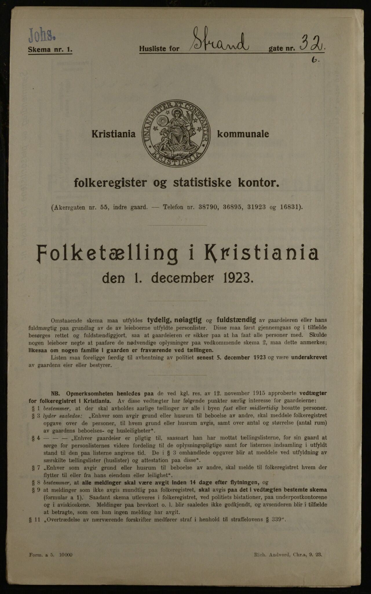 OBA, Kommunal folketelling 1.12.1923 for Kristiania, 1923, s. 115090