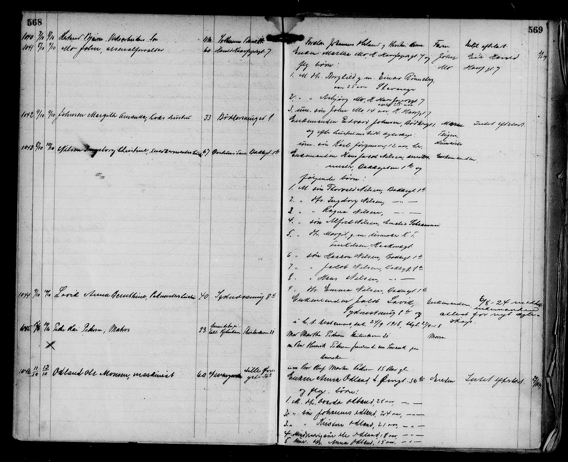 Byfogd og Byskriver i Bergen, AV/SAB-A-3401/06/06Na/L0012: Dødsfallsjournaler, 1918-1919, s. 568-569