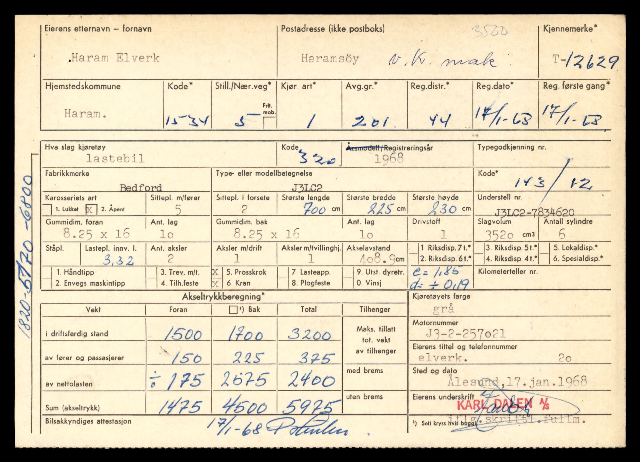 Møre og Romsdal vegkontor - Ålesund trafikkstasjon, AV/SAT-A-4099/F/Fe/L0034: Registreringskort for kjøretøy T 12500 - T 12652, 1927-1998, s. 2516