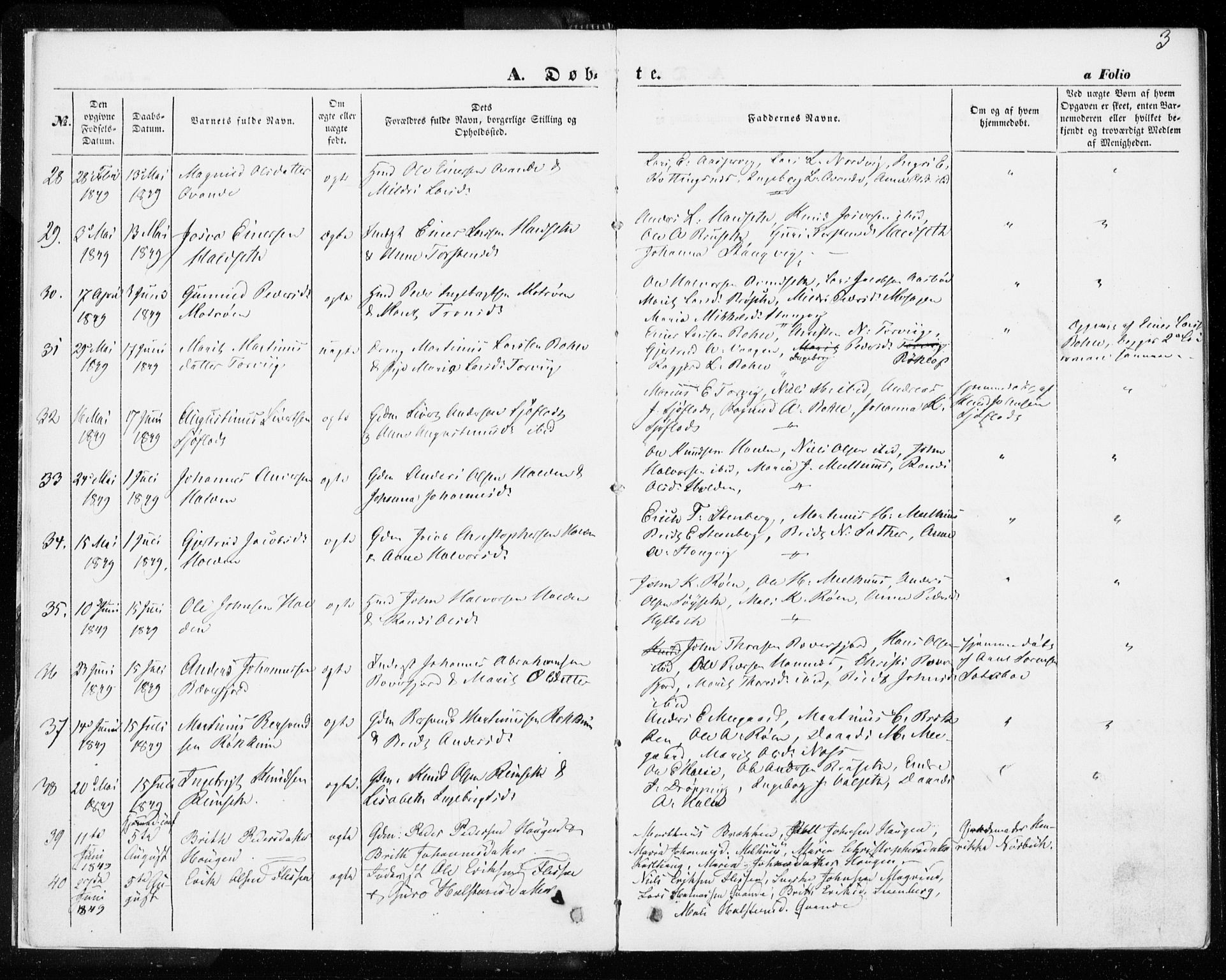 Ministerialprotokoller, klokkerbøker og fødselsregistre - Møre og Romsdal, AV/SAT-A-1454/592/L1026: Ministerialbok nr. 592A04, 1849-1867, s. 3