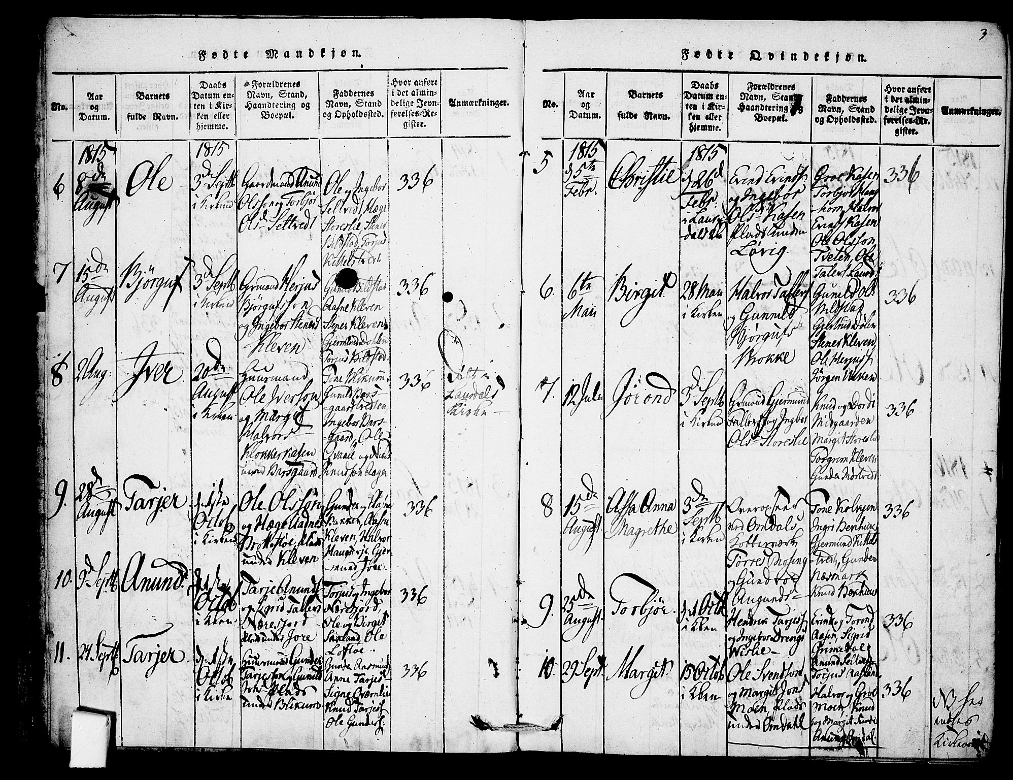 Mo kirkebøker, AV/SAKO-A-286/F/Fb/L0001: Ministerialbok nr. II 1, 1814-1844, s. 3