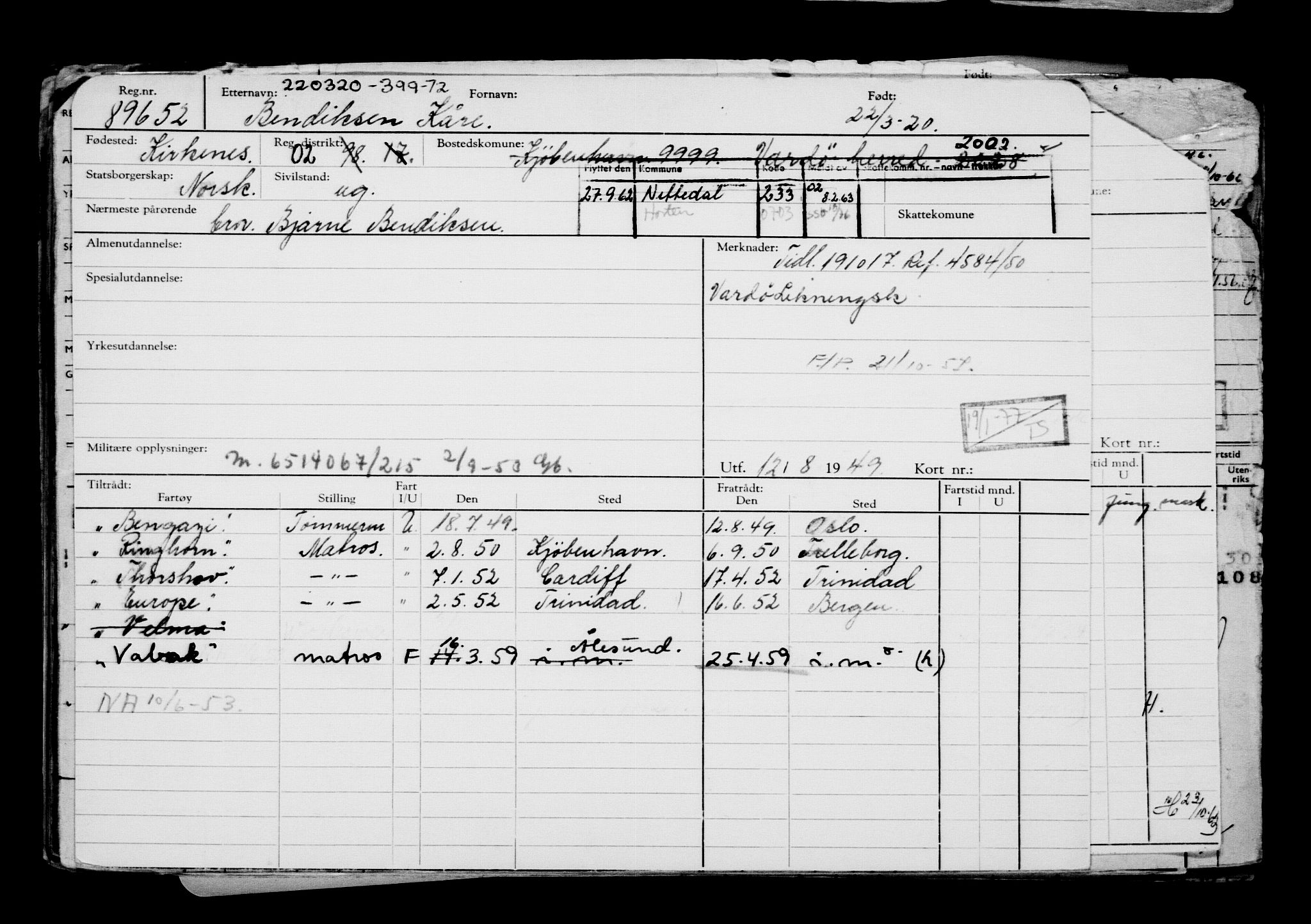 Direktoratet for sjømenn, AV/RA-S-3545/G/Gb/L0178: Hovedkort, 1920, s. 496