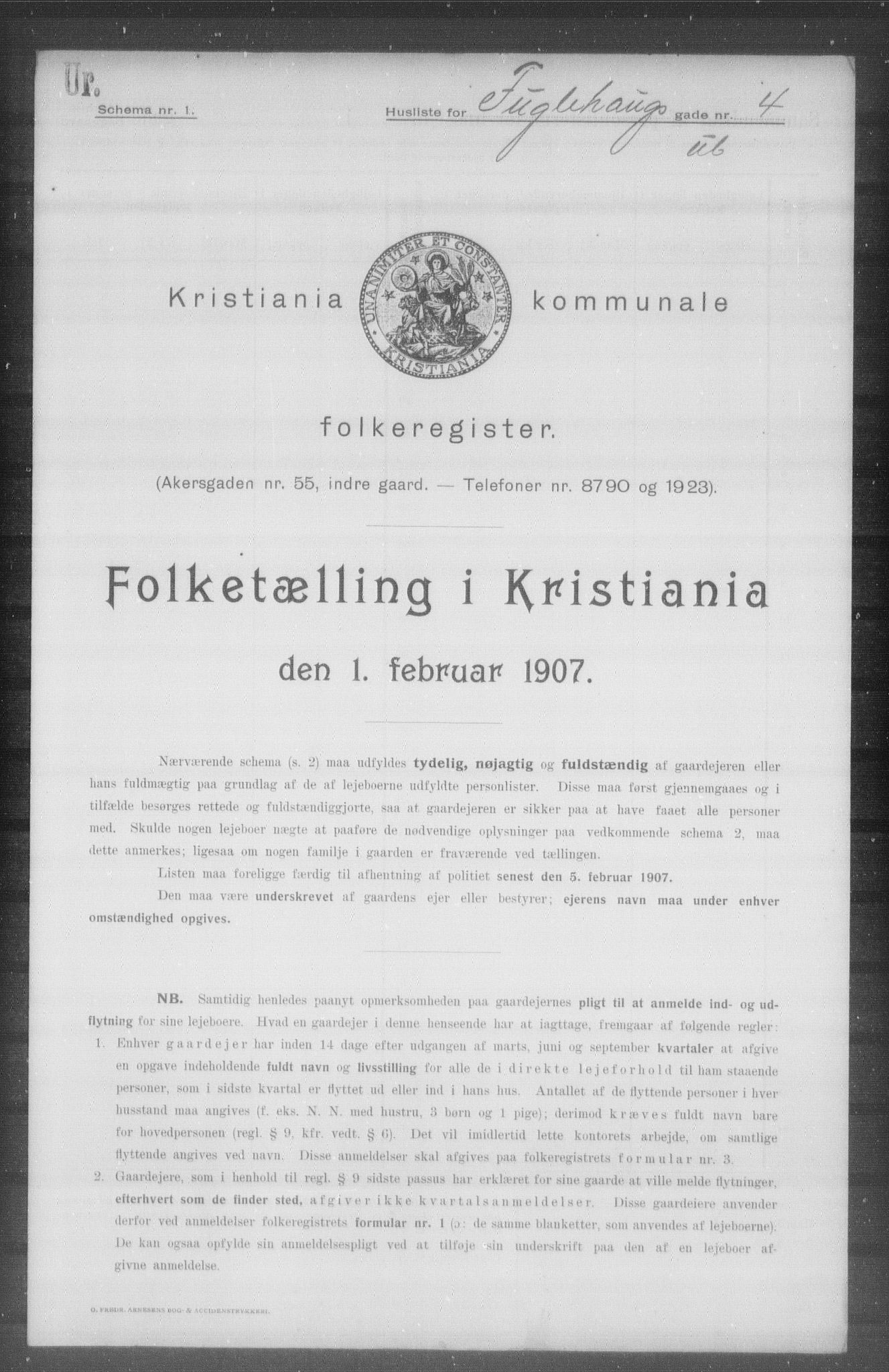 OBA, Kommunal folketelling 1.2.1907 for Kristiania kjøpstad, 1907, s. 14412