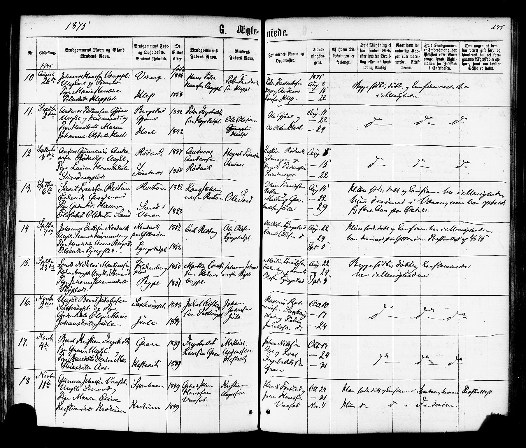 Ministerialprotokoller, klokkerbøker og fødselsregistre - Nord-Trøndelag, SAT/A-1458/730/L0284: Ministerialbok nr. 730A09, 1866-1878, s. 245