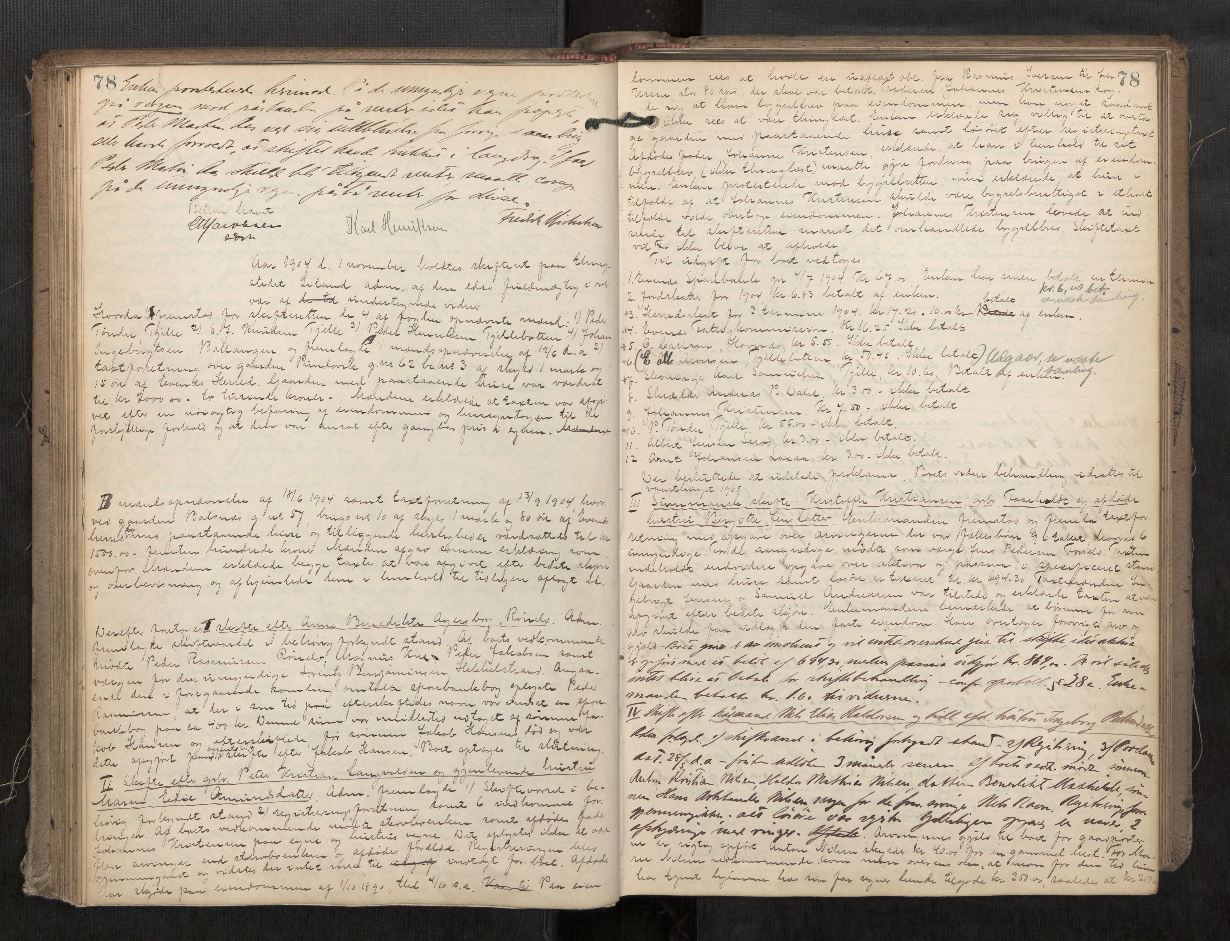 Steigen og Ofoten sorenskriveri, AV/SAT-A-0030/1/3/3B/L0003: Skiftebehandlingsprotokoll, 1903-1908, s. 78