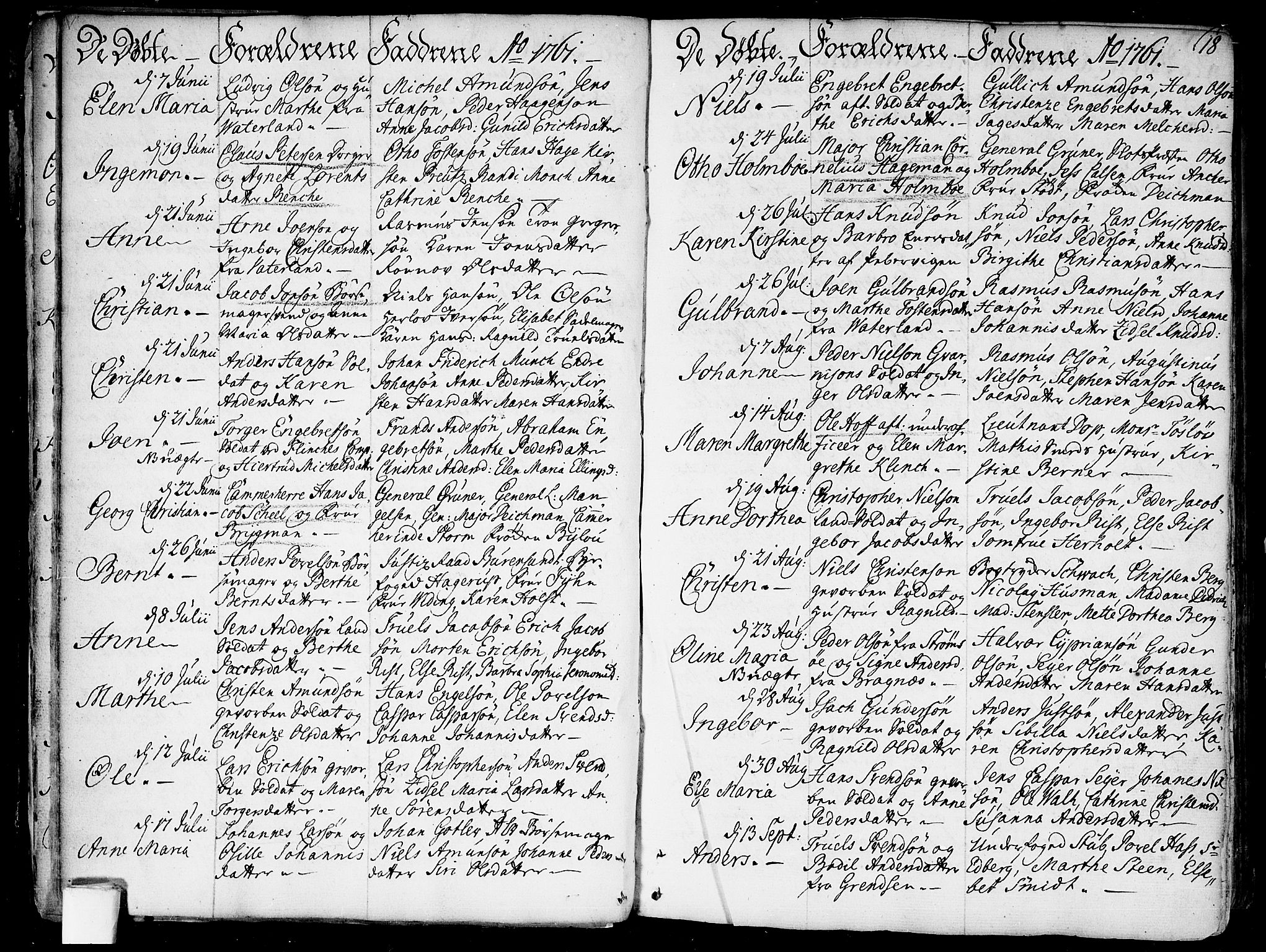 Garnisonsmenigheten Kirkebøker, SAO/A-10846/F/Fa/L0002: Ministerialbok nr. 2, 1757-1776, s. 18