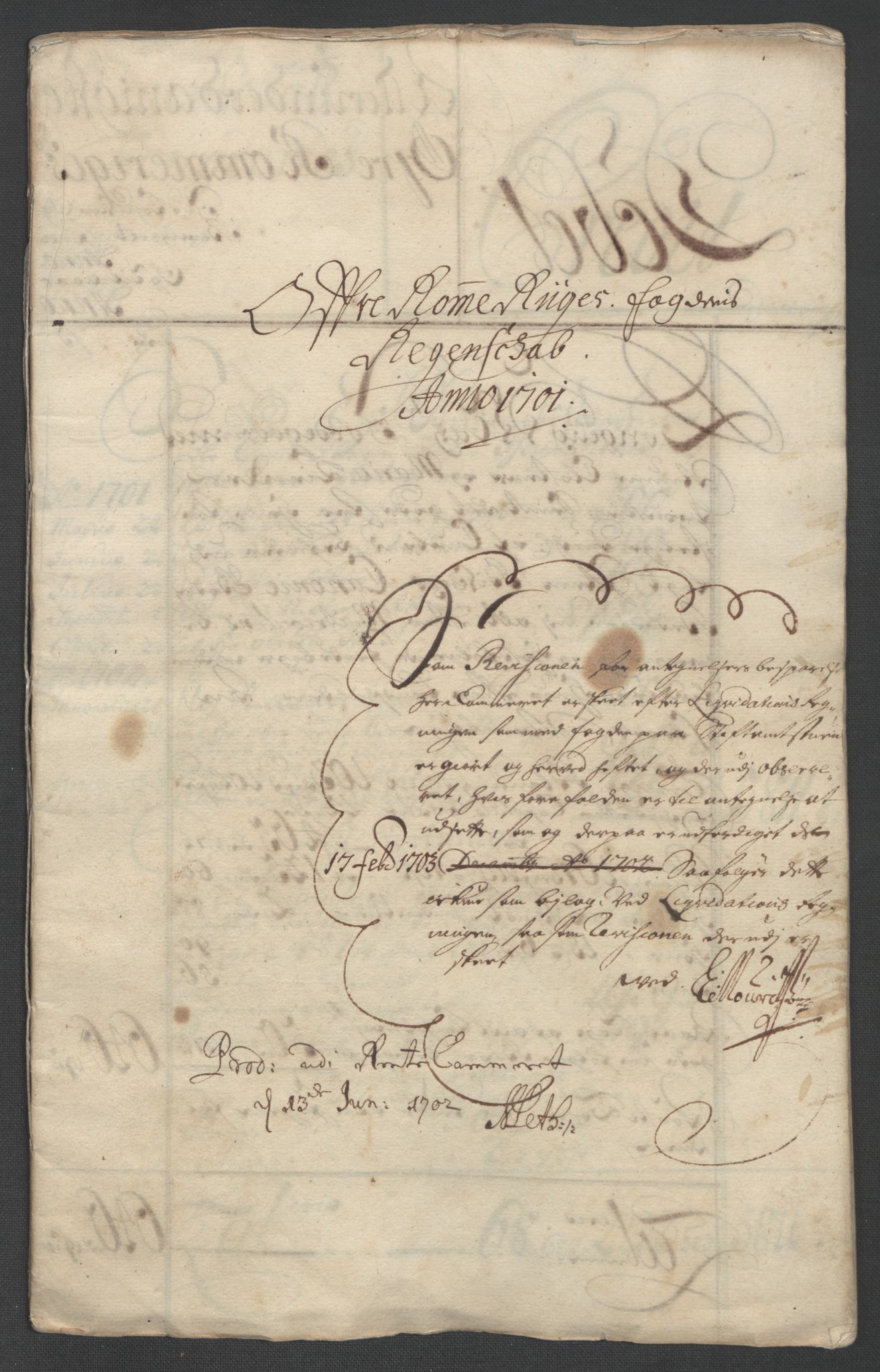 Rentekammeret inntil 1814, Reviderte regnskaper, Fogderegnskap, RA/EA-4092/R12/L0713: Fogderegnskap Øvre Romerike, 1701, s. 4