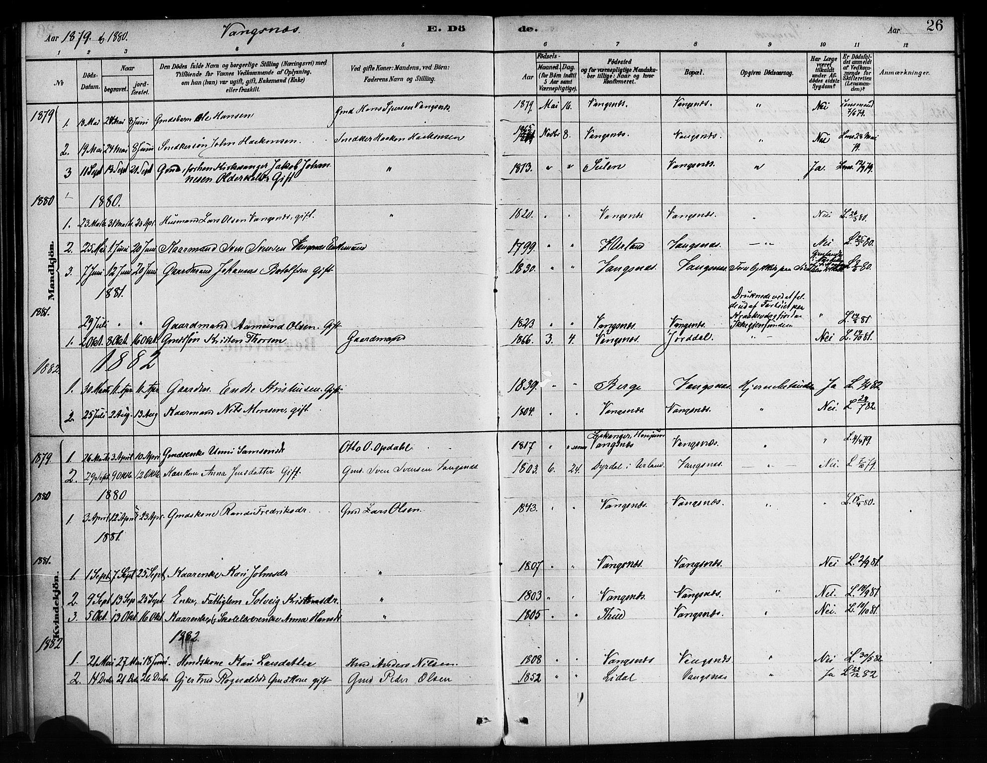 Balestrand sokneprestembete, SAB/A-79601/H/Haa/Haaa/L0004: Ministerialbok nr. A 4 /3, 1879-1888, s. 26