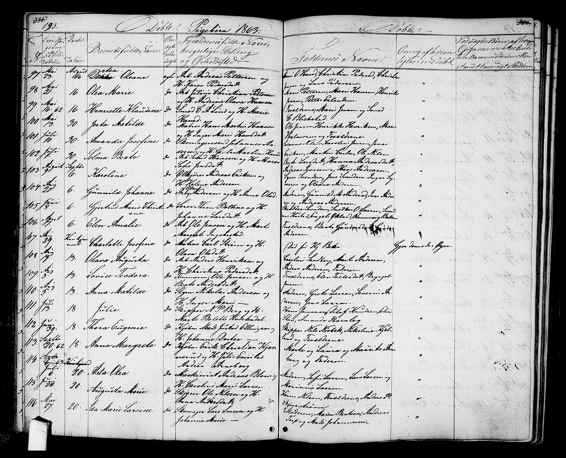 Halden prestekontor Kirkebøker, AV/SAO-A-10909/G/Ga/L0005a: Klokkerbok nr. 5A, 1855-1864, s. 193
