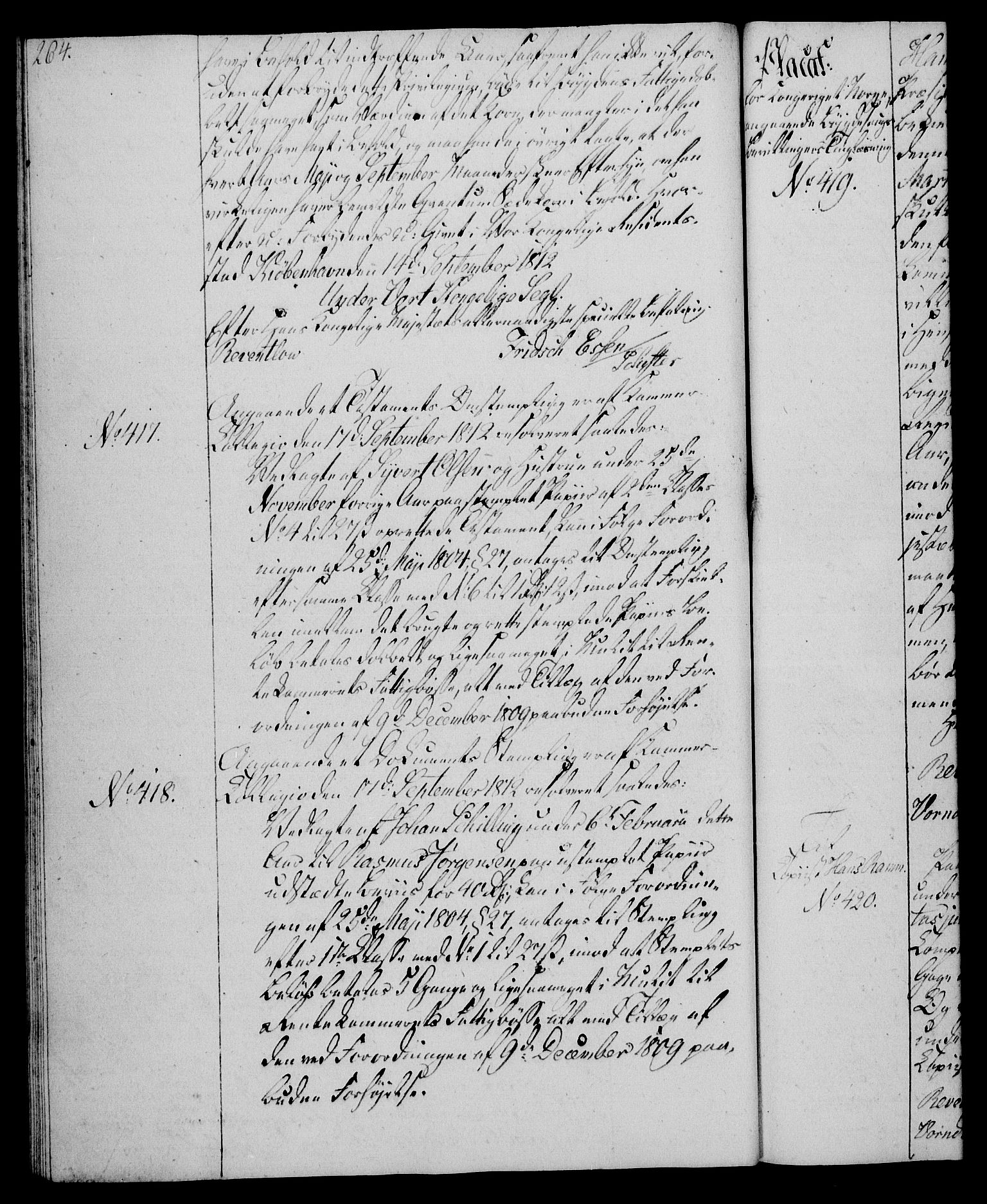 Rentekammeret, Kammerkanselliet, AV/RA-EA-3111/G/Gg/Gga/L0020: Norsk ekspedisjonsprotokoll med register (merket RK 53.20), 1811-1814, s. 264