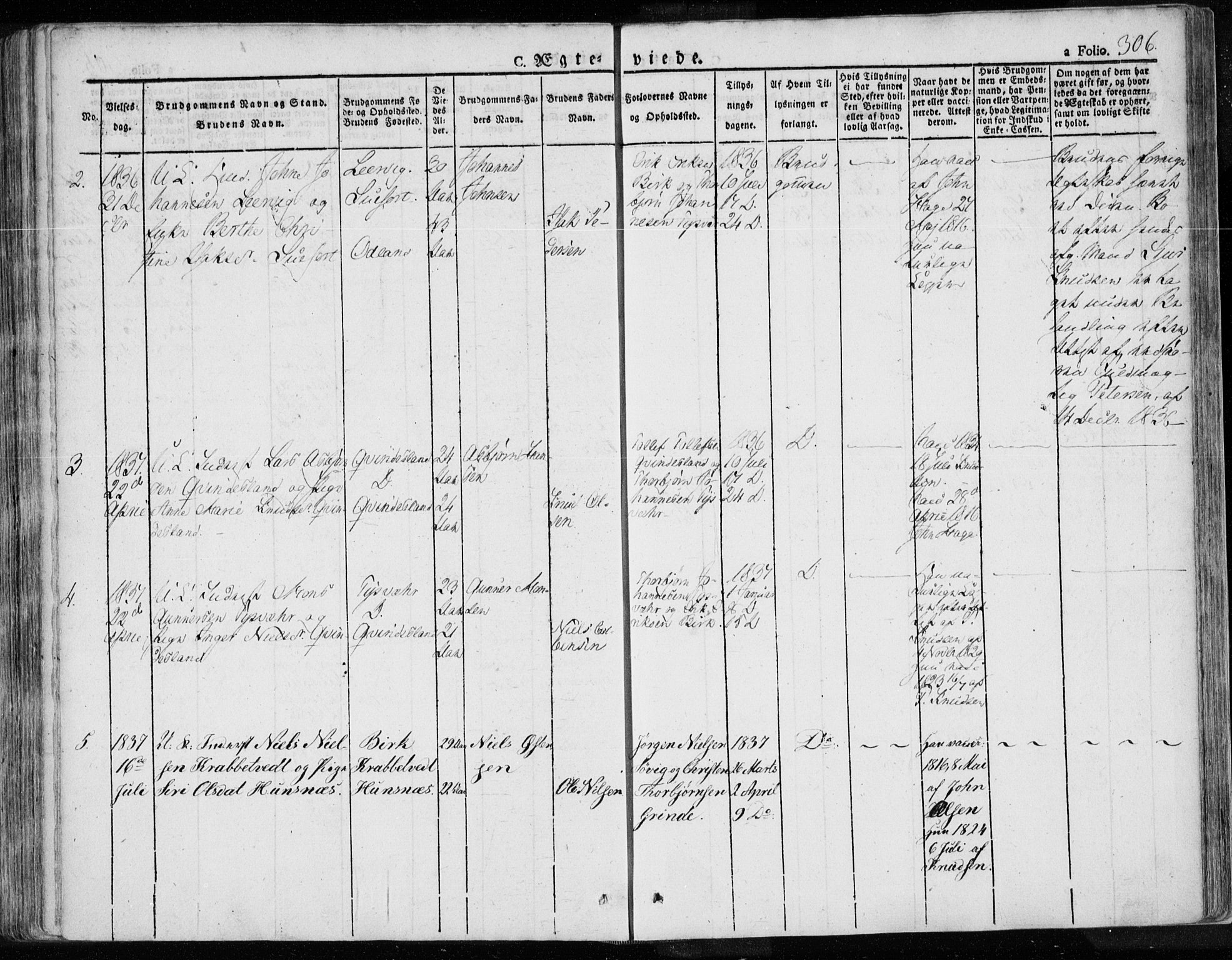 Tysvær sokneprestkontor, SAST/A -101864/H/Ha/Haa/L0001: Ministerialbok nr. A 1.1, 1831-1856, s. 306