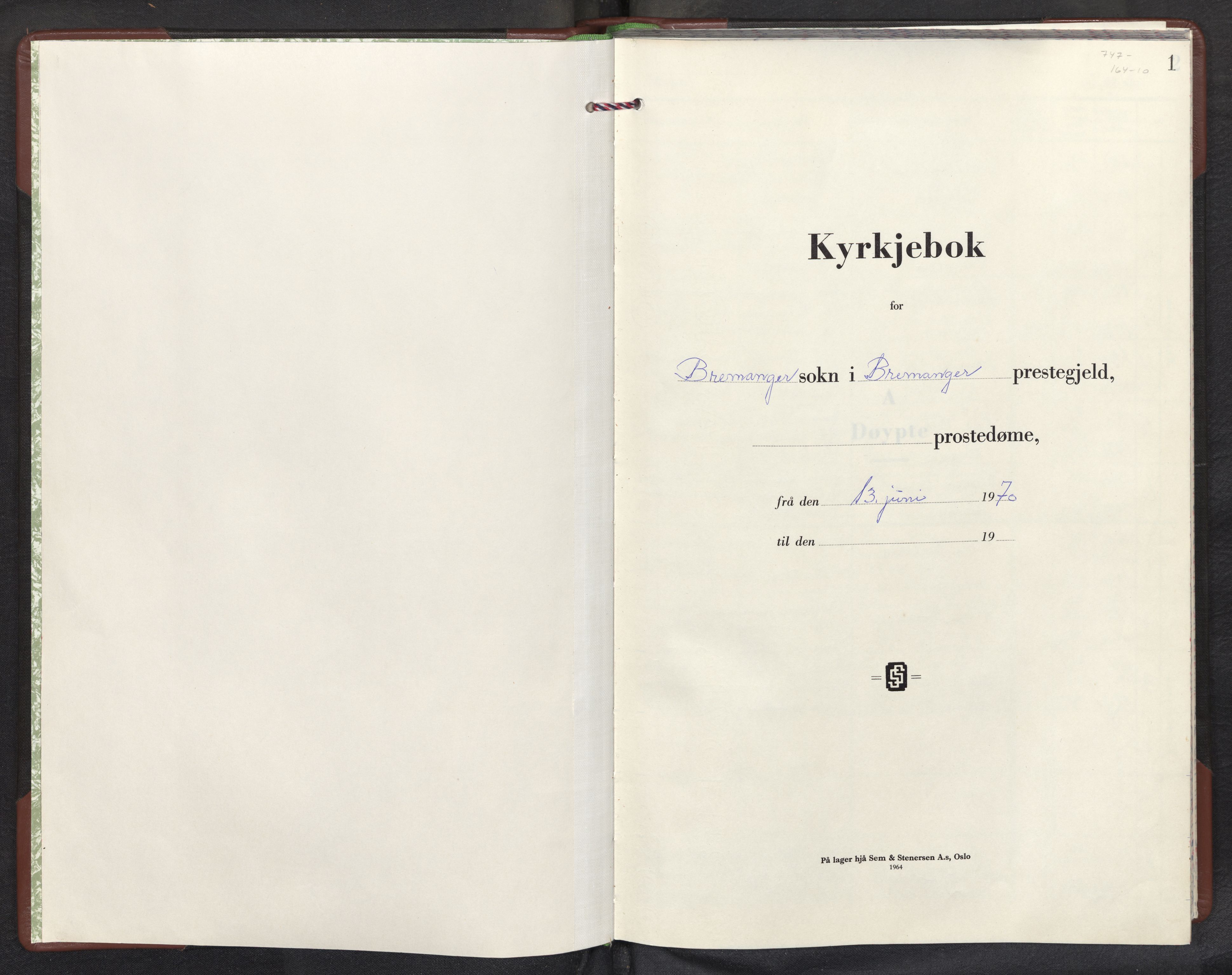 Bremanger sokneprestembete, AV/SAB-A-82201/H/Hab/Habc/L0005: Klokkerbok nr. C 5, 1970-1979, s. 0b-1a
