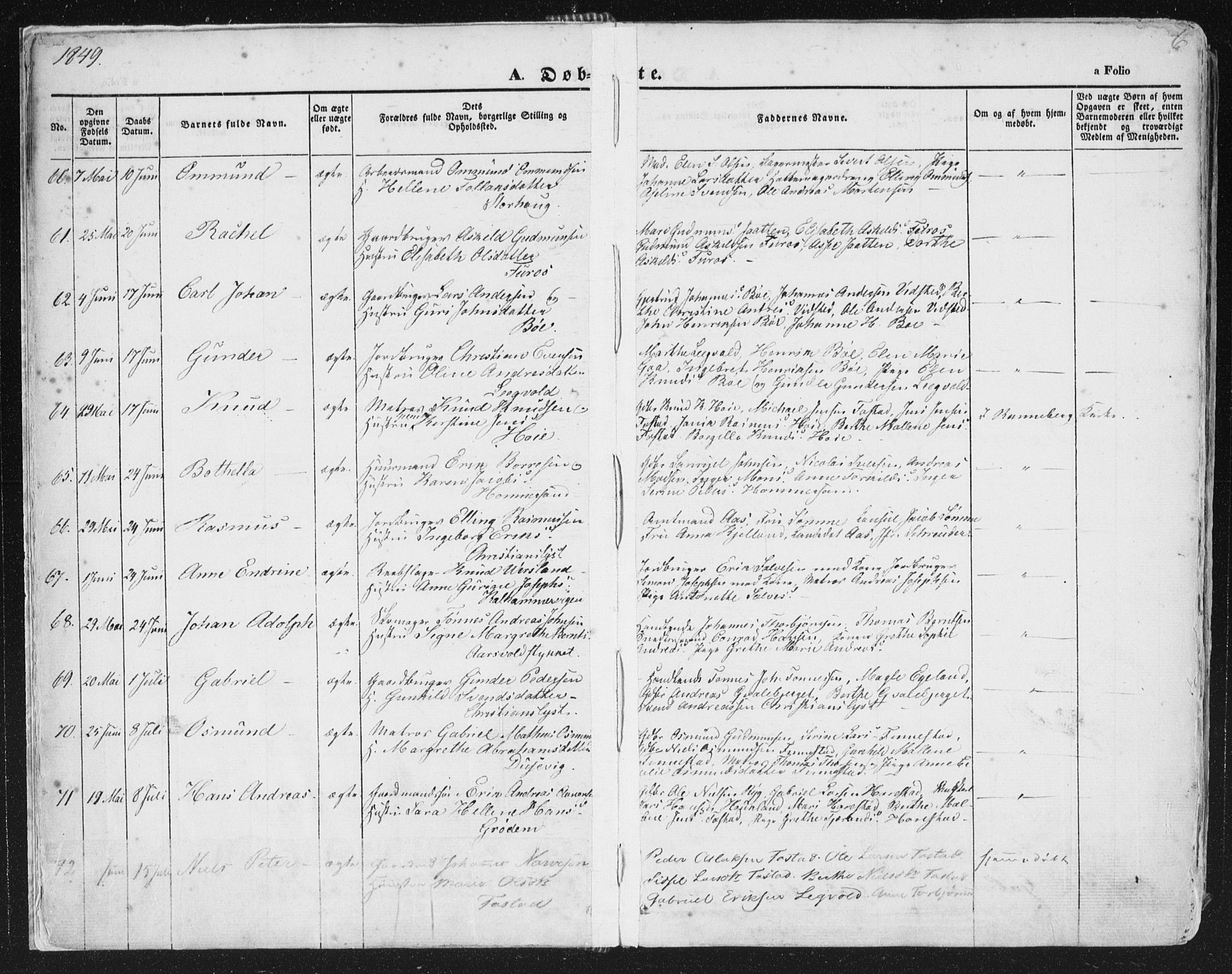 Hetland sokneprestkontor, AV/SAST-A-101826/30/30BA/L0002: Ministerialbok nr. A 2, 1849-1869, s. 6