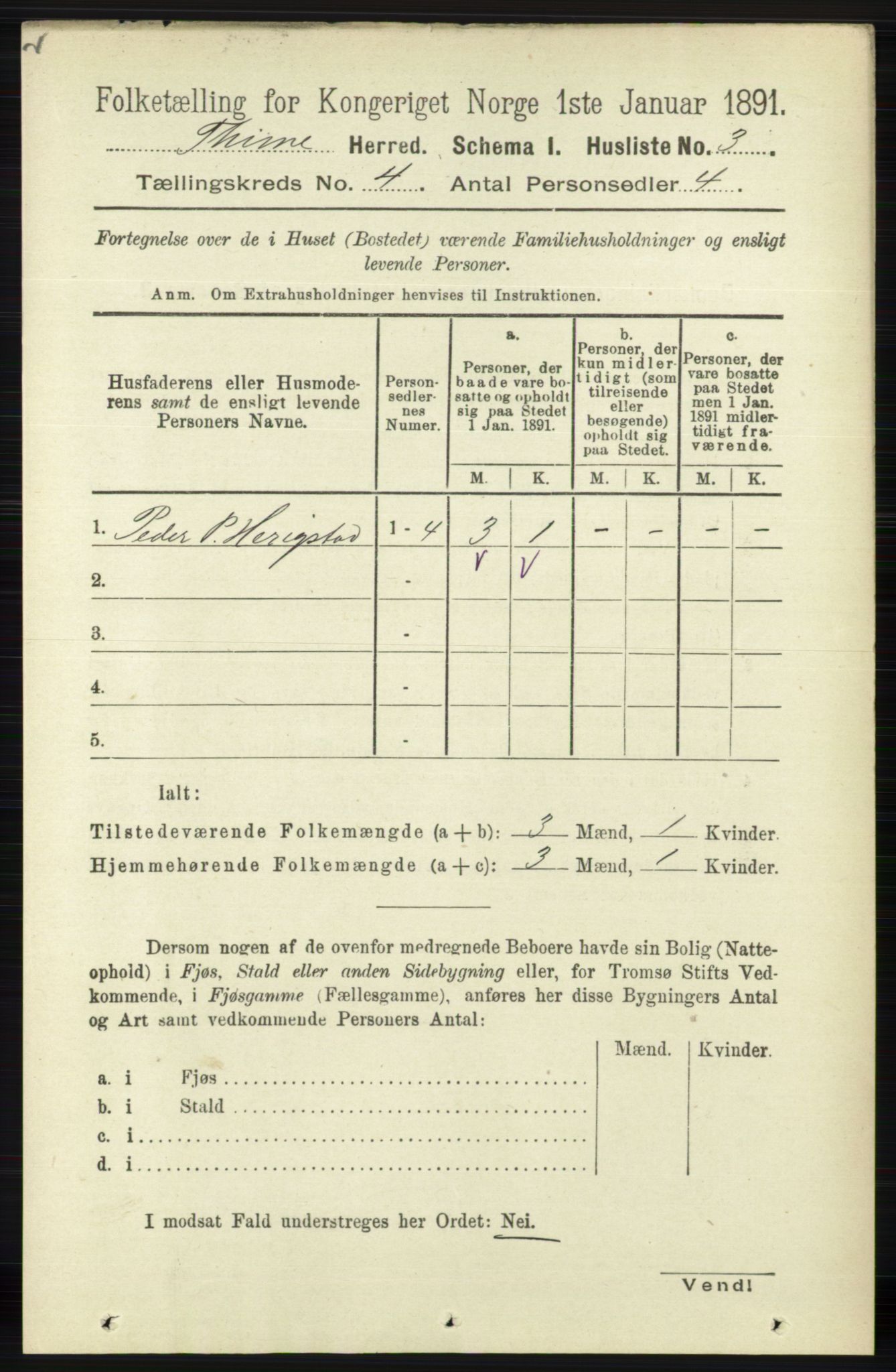 RA, Folketelling 1891 for 1121 Time herred, 1891, s. 1304