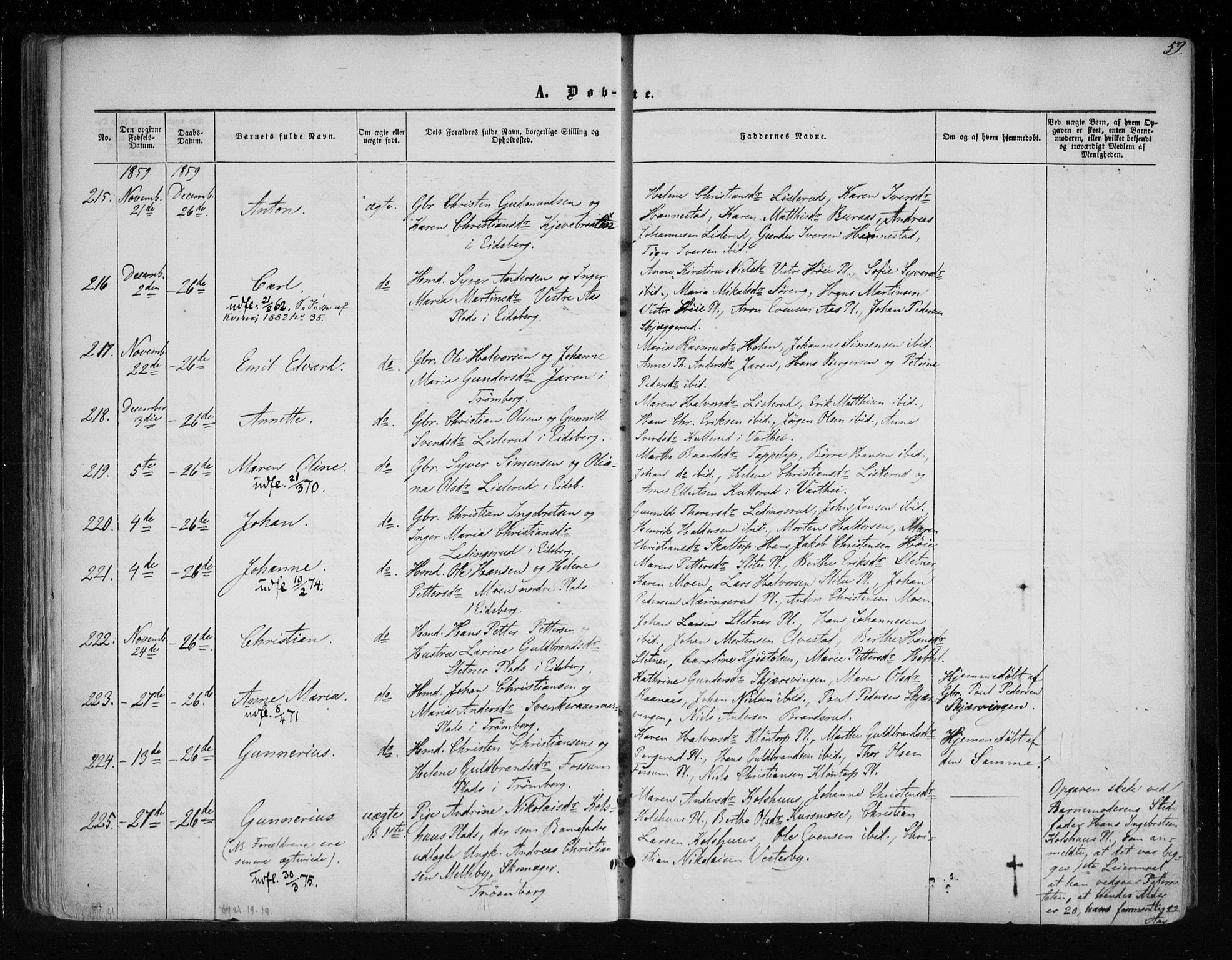Eidsberg prestekontor Kirkebøker, AV/SAO-A-10905/F/Fa/L0010.a: Ministerialbok nr. I 10A, 1857-1866, s. 59