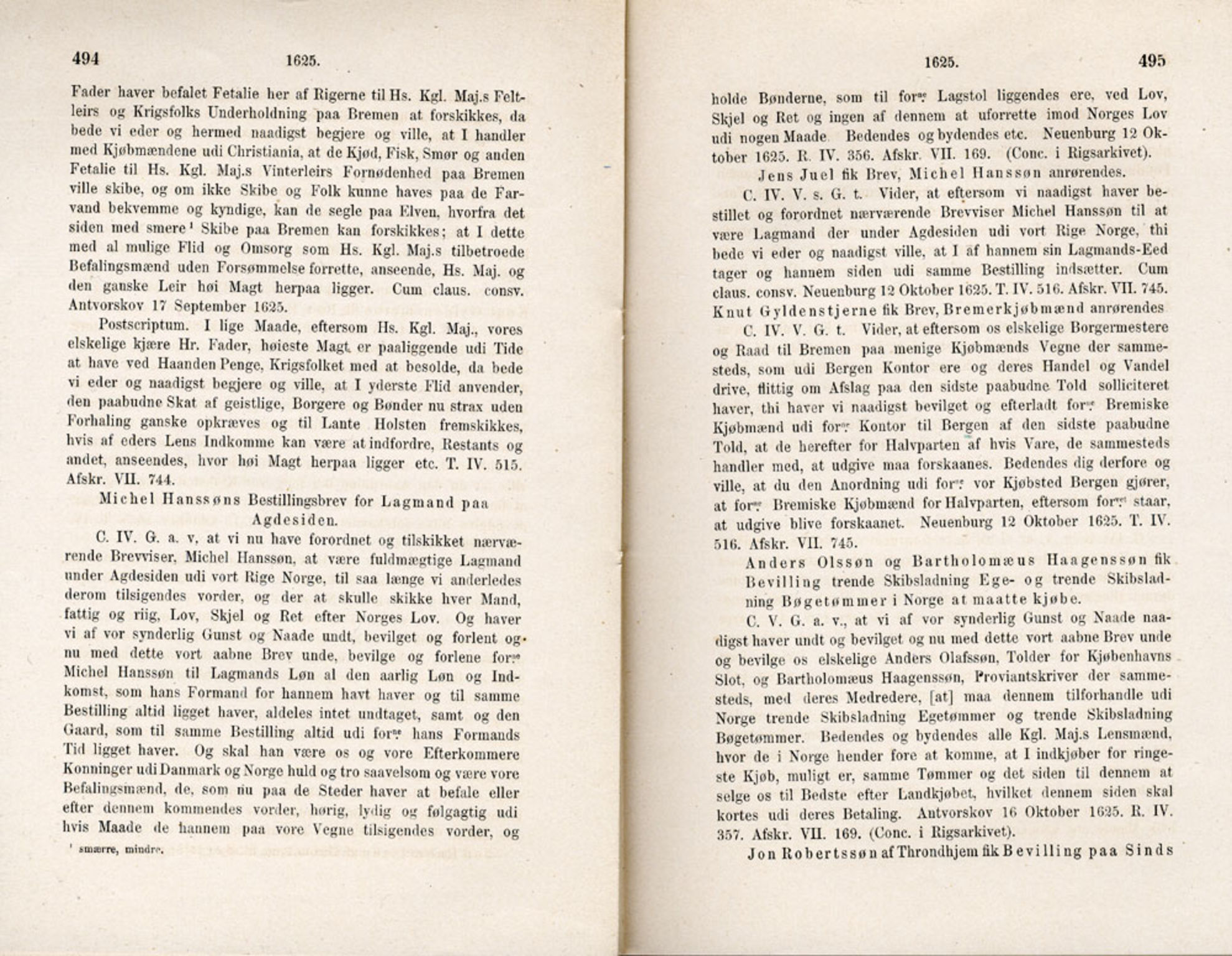 Publikasjoner utgitt av Det Norske Historiske Kildeskriftfond, PUBL/-/-/-: Norske Rigs-Registranter, bind 5, 1619-1627, s. 494-495