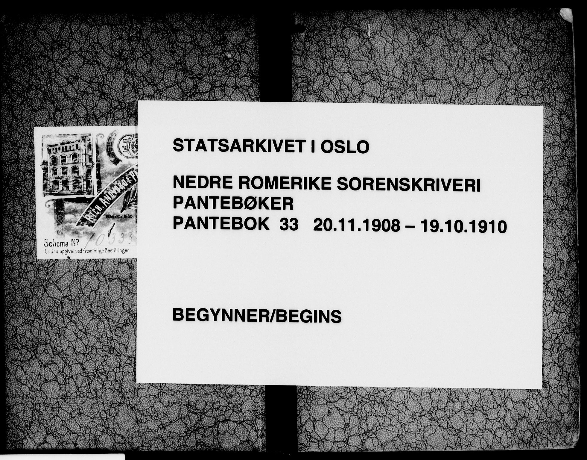Nedre Romerike sorenskriveri, AV/SAO-A-10469/G/Gb/Gba/L0043: Pantebok nr. 33, 1908-1910