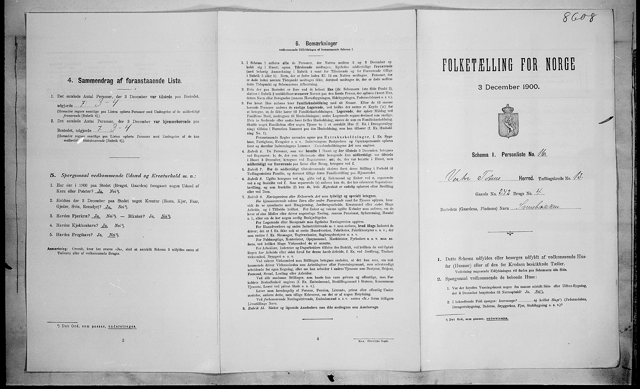 SAH, Folketelling 1900 for 0529 Vestre Toten herred, 1900, s. 2284