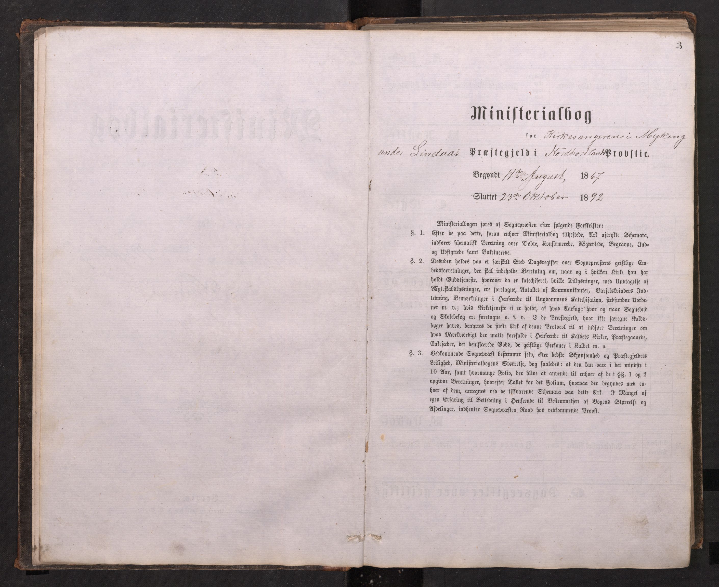 Lindås Sokneprestembete, SAB/A-76701/H/Hab: Klokkerbok nr. E 2, 1867-1892, s. 2b-3a