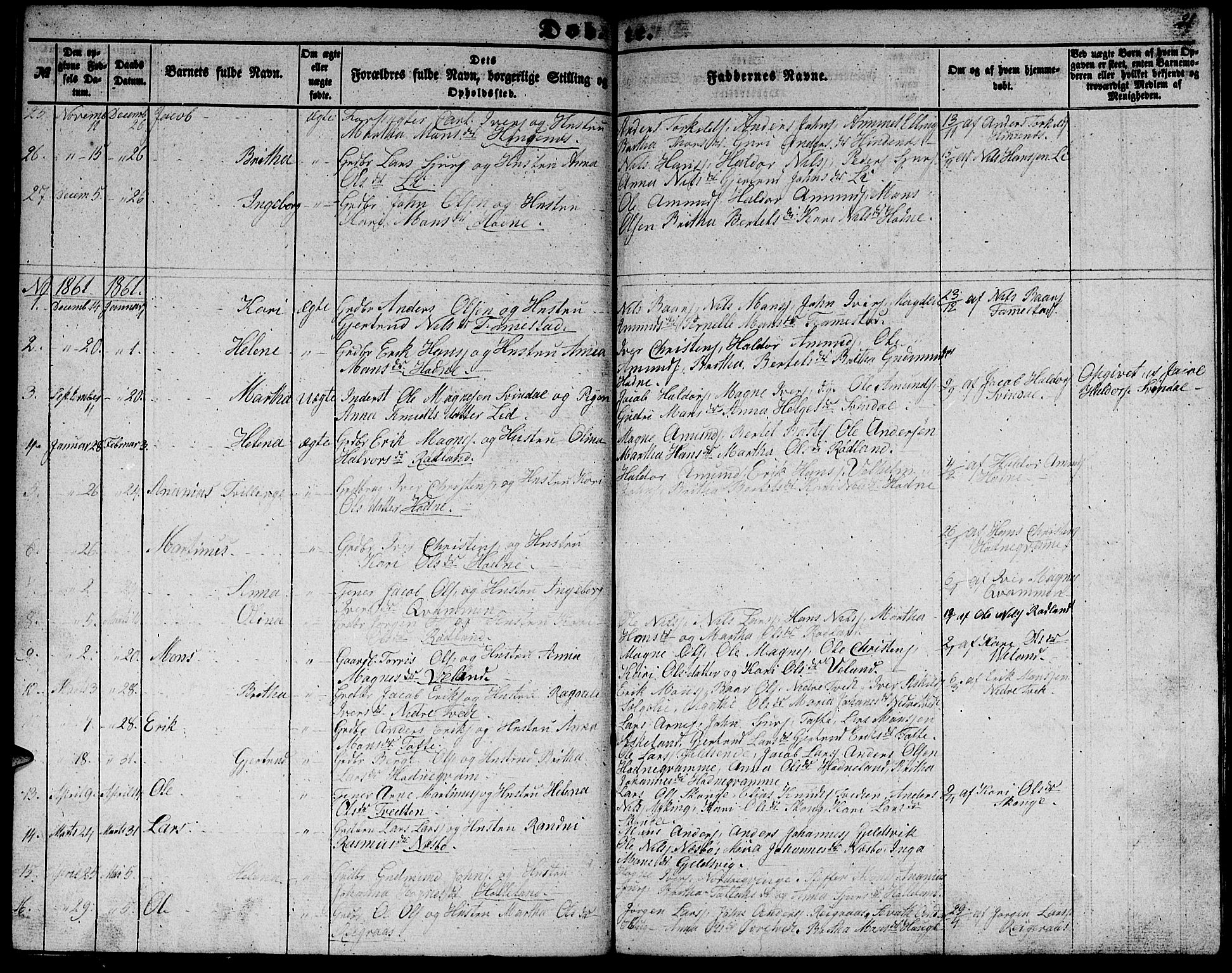 Lindås Sokneprestembete, AV/SAB-A-76701/H/Hab/Habe/L0001: Klokkerbok nr. E 1, 1852-1867, s. 21