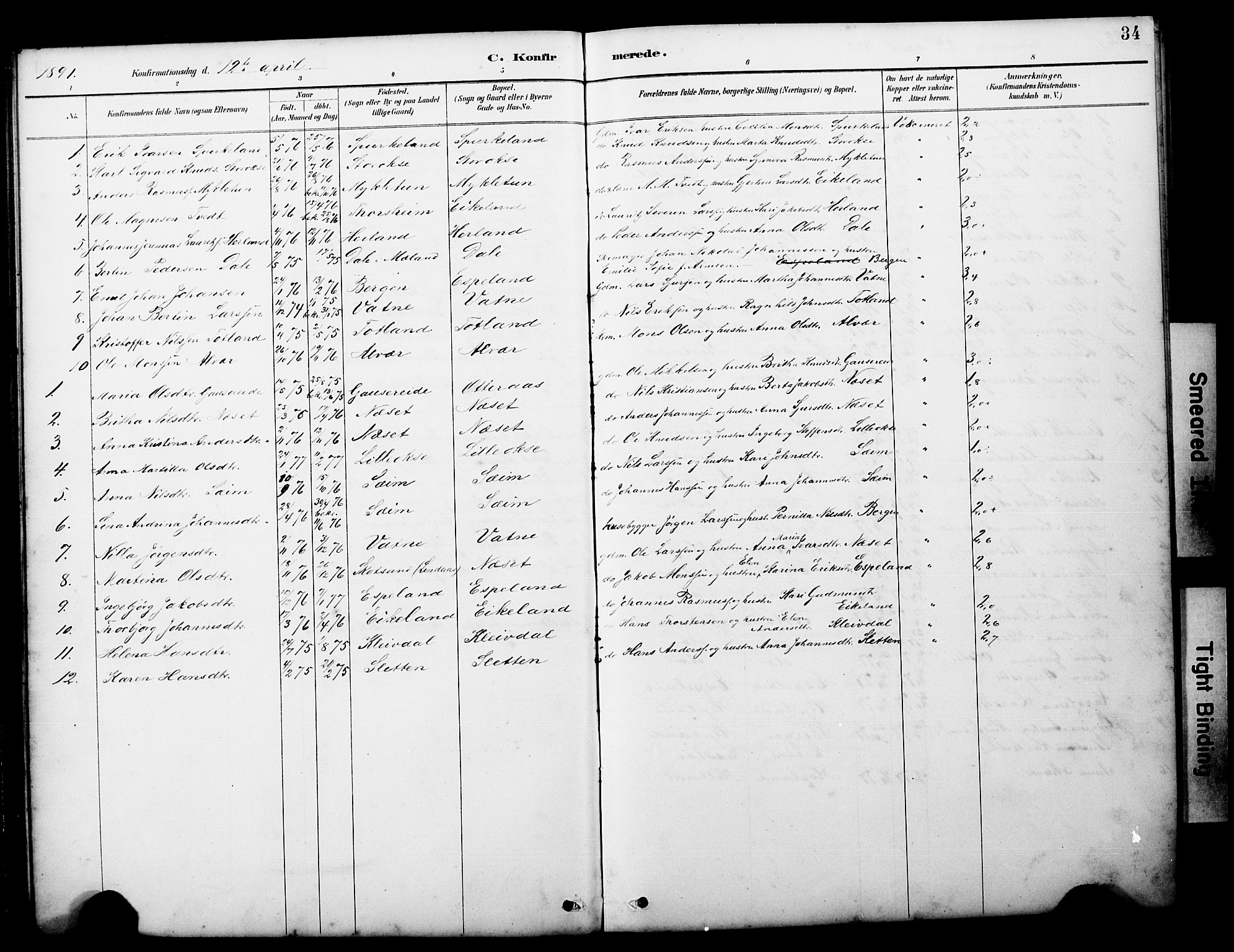 Alversund Sokneprestembete, AV/SAB-A-73901/H/Ha/Hab: Klokkerbok nr. D 3, 1890-1908, s. 34