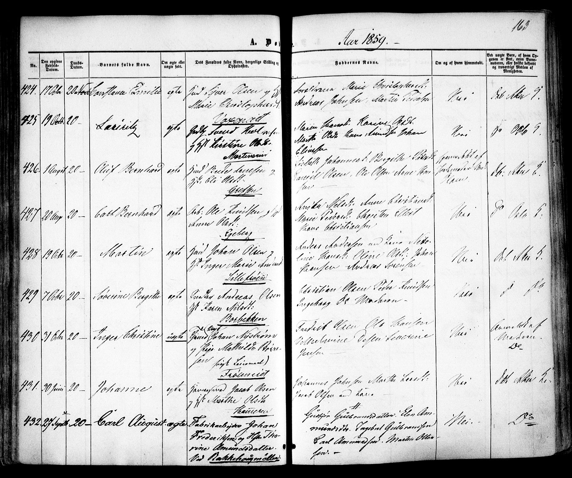 Vestre Aker prestekontor Kirkebøker, AV/SAO-A-10025/F/Fa/L0003: Ministerialbok nr. 3, 1857-1868, s. 163