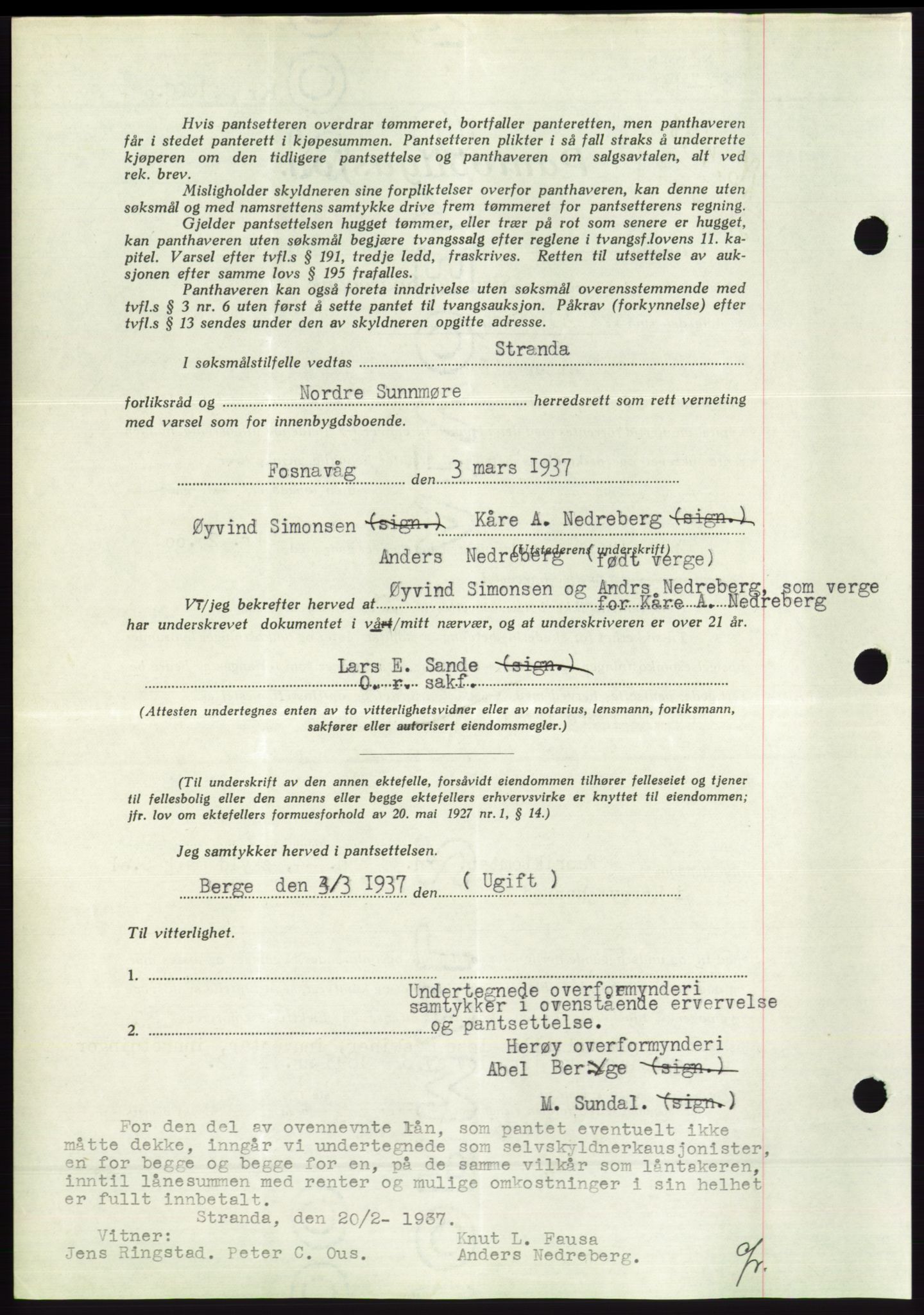 Søre Sunnmøre sorenskriveri, AV/SAT-A-4122/1/2/2C/L0062: Pantebok nr. 56, 1936-1937, Dagboknr: 498/1937