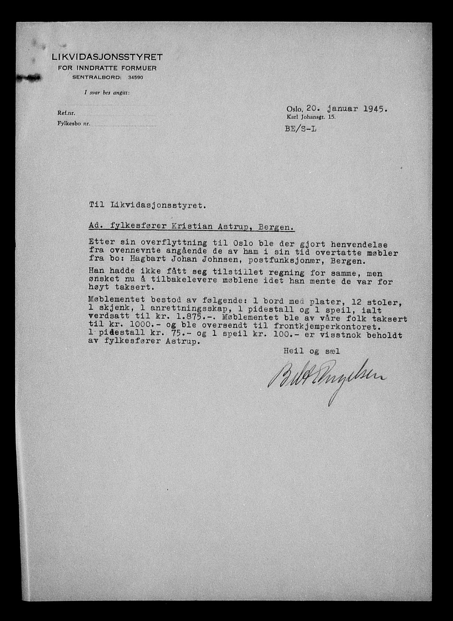 Justisdepartementet, Tilbakeføringskontoret for inndratte formuer, AV/RA-S-1564/H/Hc/Hcd/L1006: --, 1945-1947, s. 133