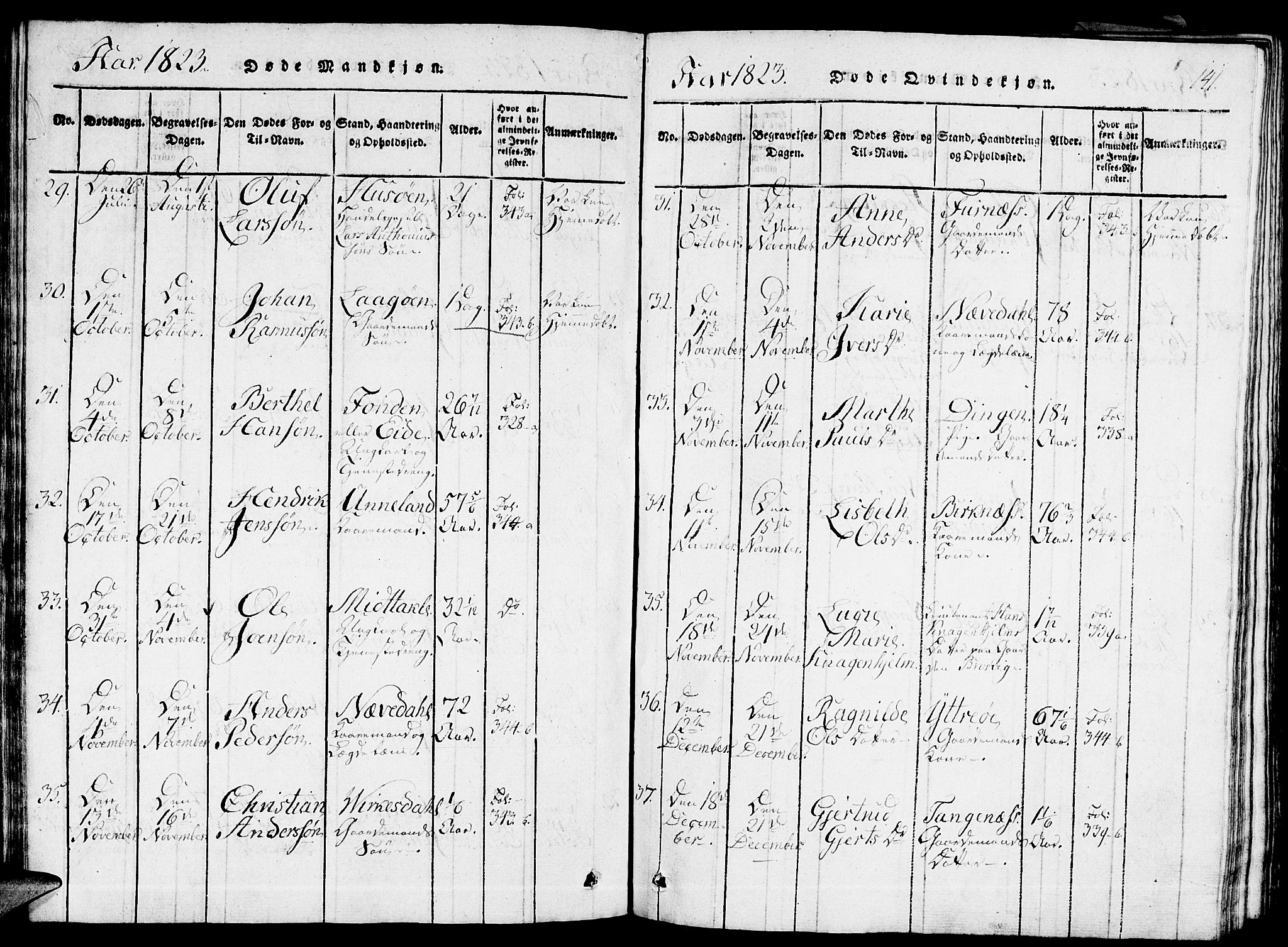 Gulen sokneprestembete, AV/SAB-A-80201/H/Haa/Haaa/L0018: Ministerialbok nr. A 18, 1816-1825, s. 141