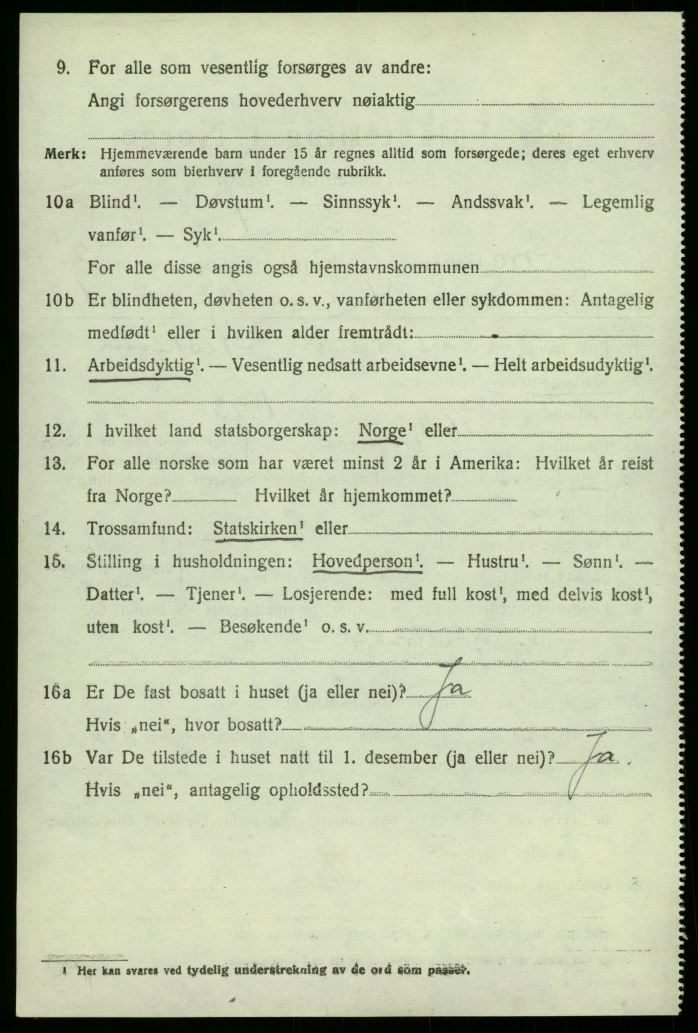 SAB, Folketelling 1920 for 1234 Granvin herred, 1920, s. 1147