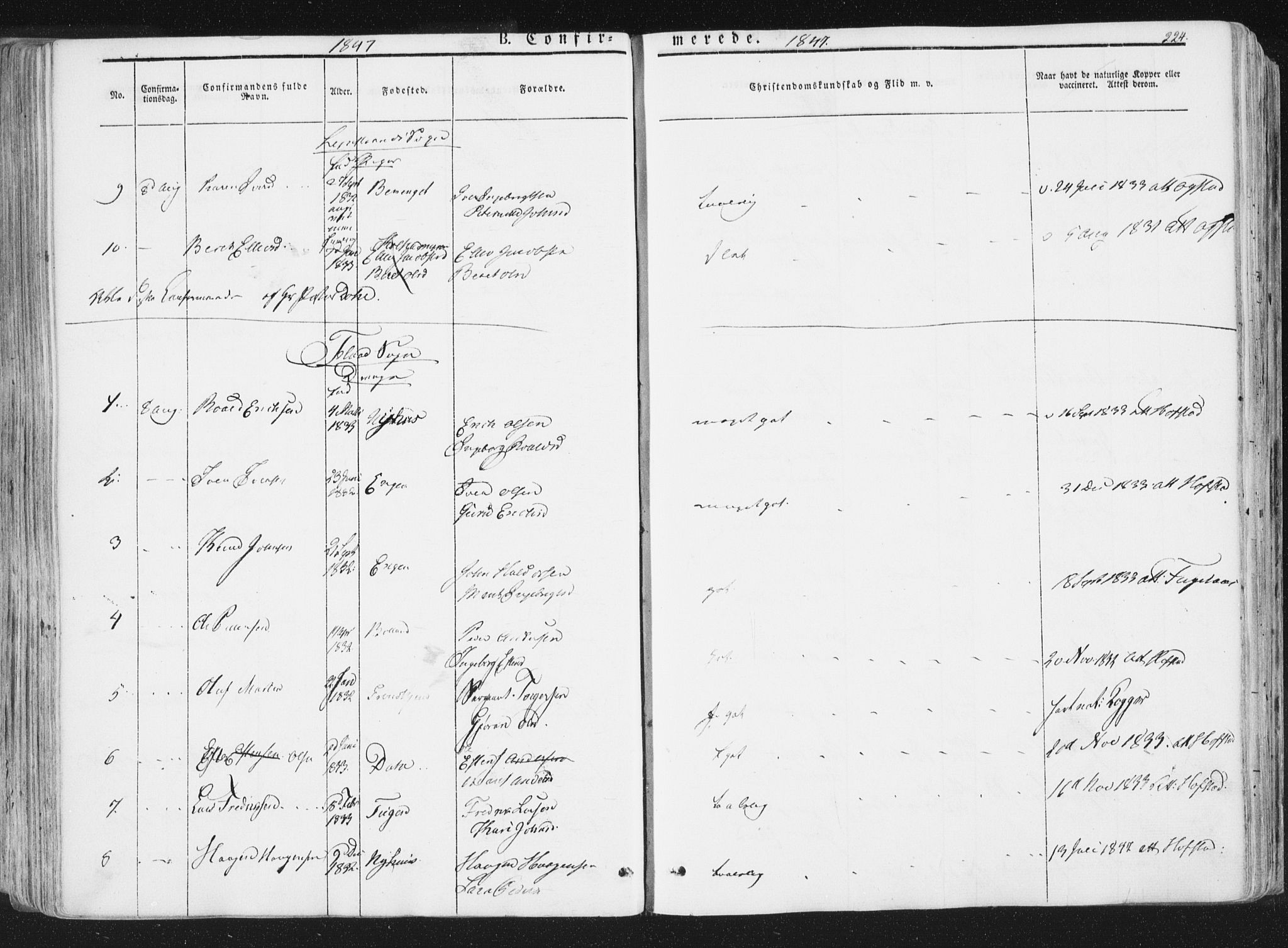 Ministerialprotokoller, klokkerbøker og fødselsregistre - Sør-Trøndelag, SAT/A-1456/691/L1074: Ministerialbok nr. 691A06, 1842-1852, s. 224