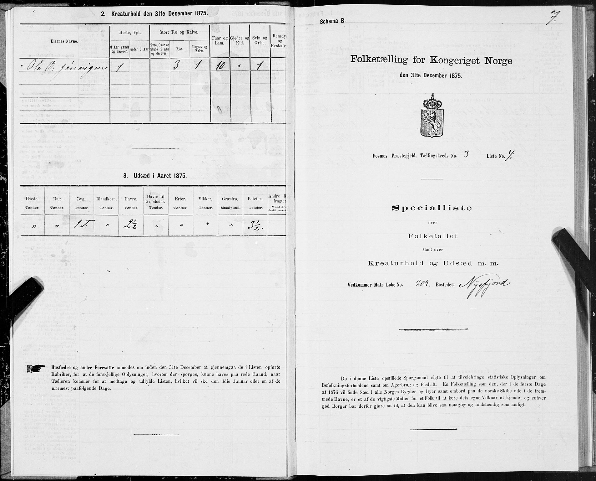 SAT, Folketelling 1875 for 1748P Fosnes prestegjeld, 1875, s. 2007