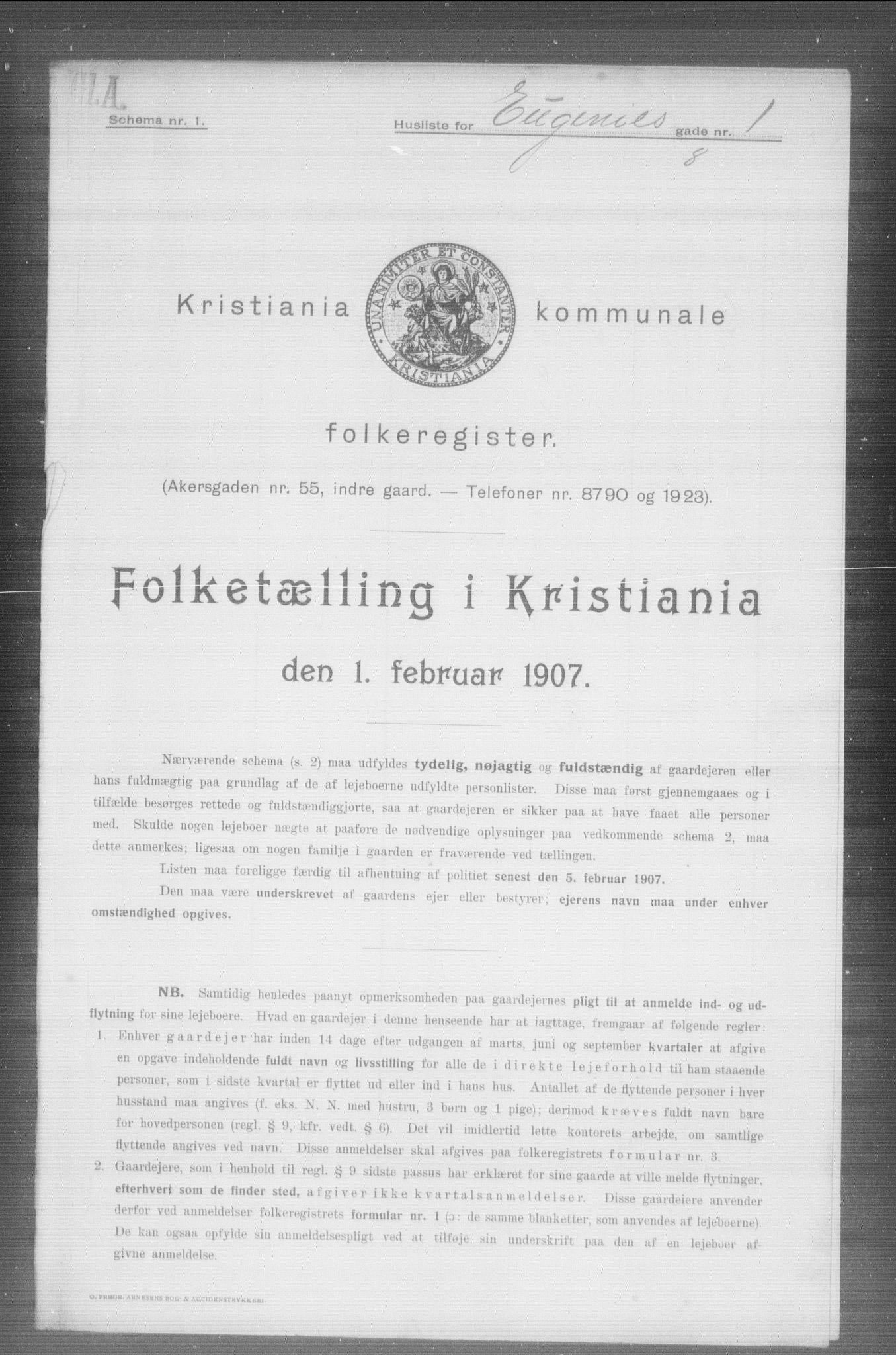 OBA, Kommunal folketelling 1.2.1907 for Kristiania kjøpstad, 1907, s. 11425