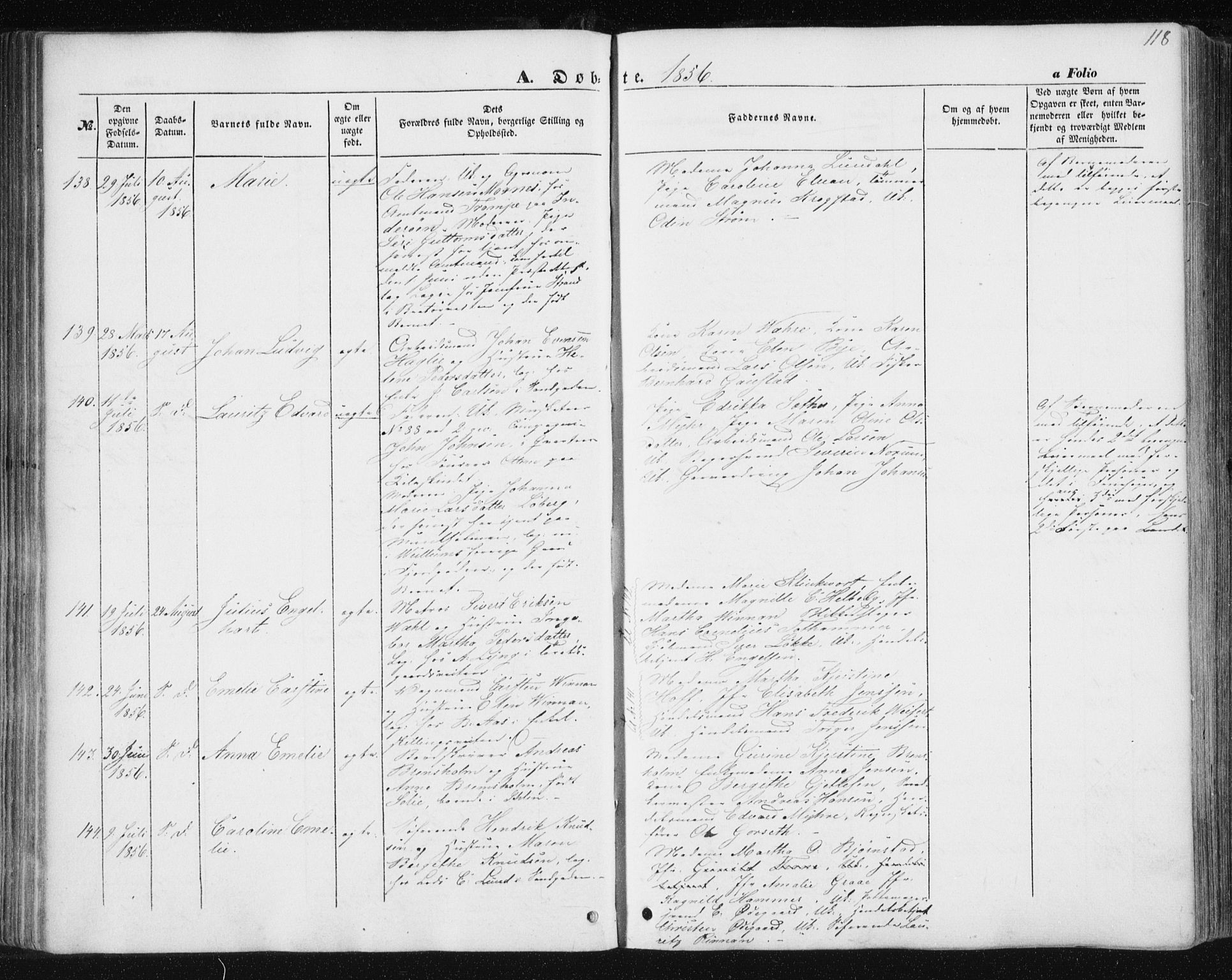 Ministerialprotokoller, klokkerbøker og fødselsregistre - Sør-Trøndelag, SAT/A-1456/602/L0112: Ministerialbok nr. 602A10, 1848-1859, s. 118