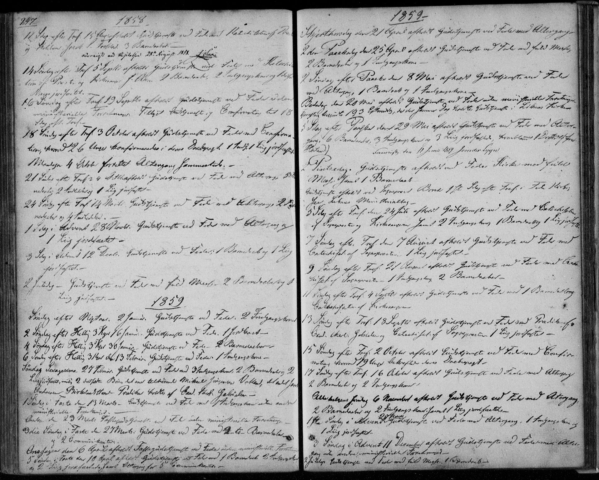 Kvinesdal sokneprestkontor, SAK/1111-0026/F/Fa/Faa/L0002: Ministerialbok nr. A 2, 1850-1876, s. 247