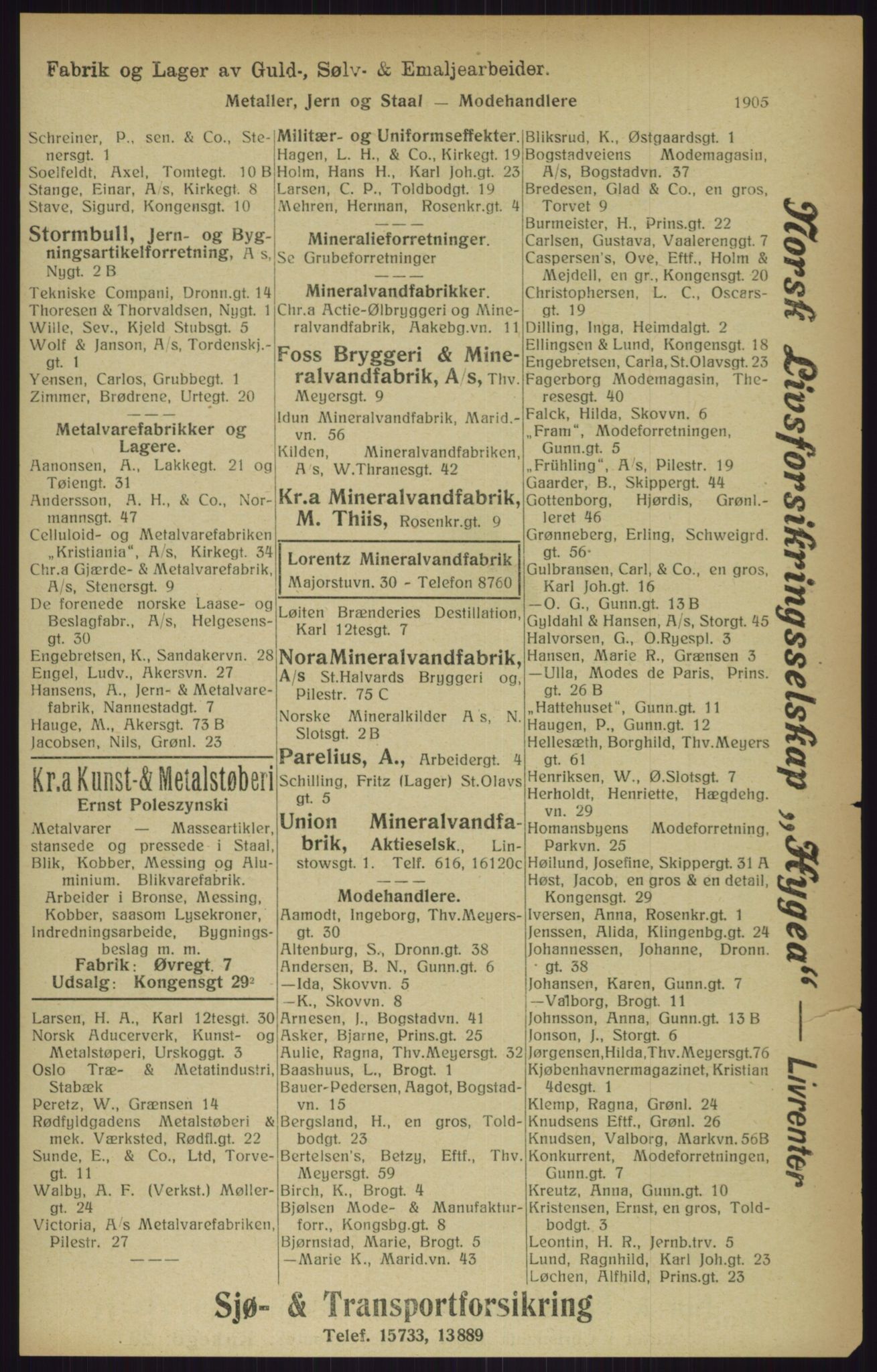 Kristiania/Oslo adressebok, PUBL/-, 1916, s. 1905