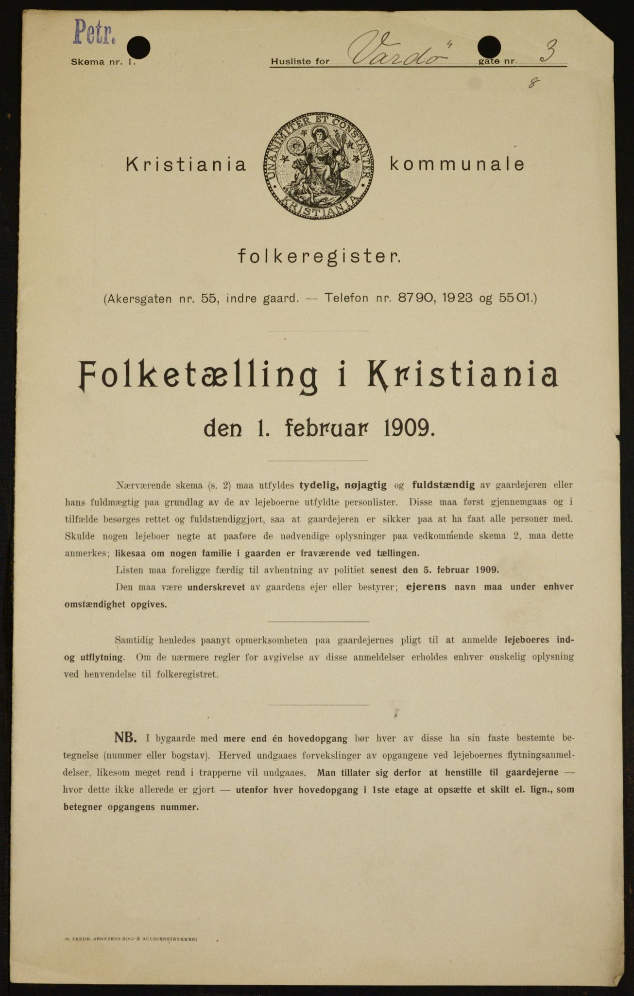 OBA, Kommunal folketelling 1.2.1909 for Kristiania kjøpstad, 1909, s. 110544